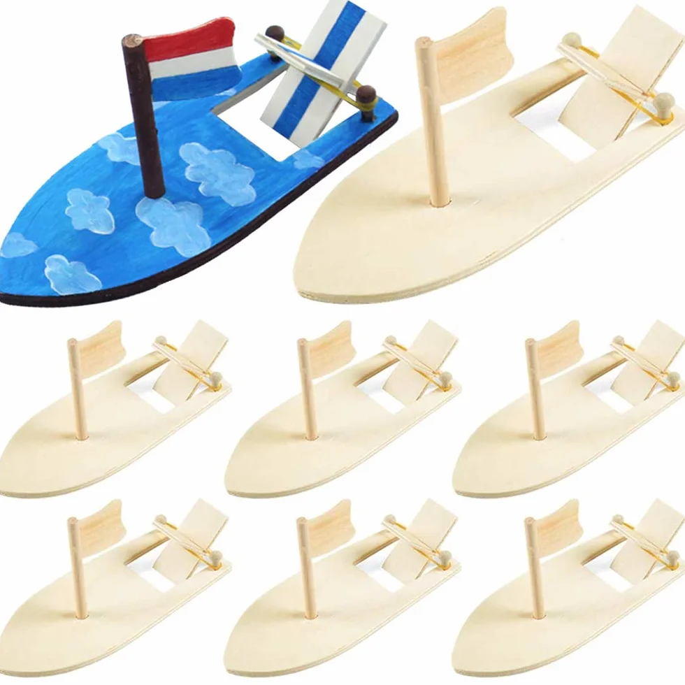 Velero de Madera para Niños 8 piezas Mini Veleros Modelos Bricolaje Acuático