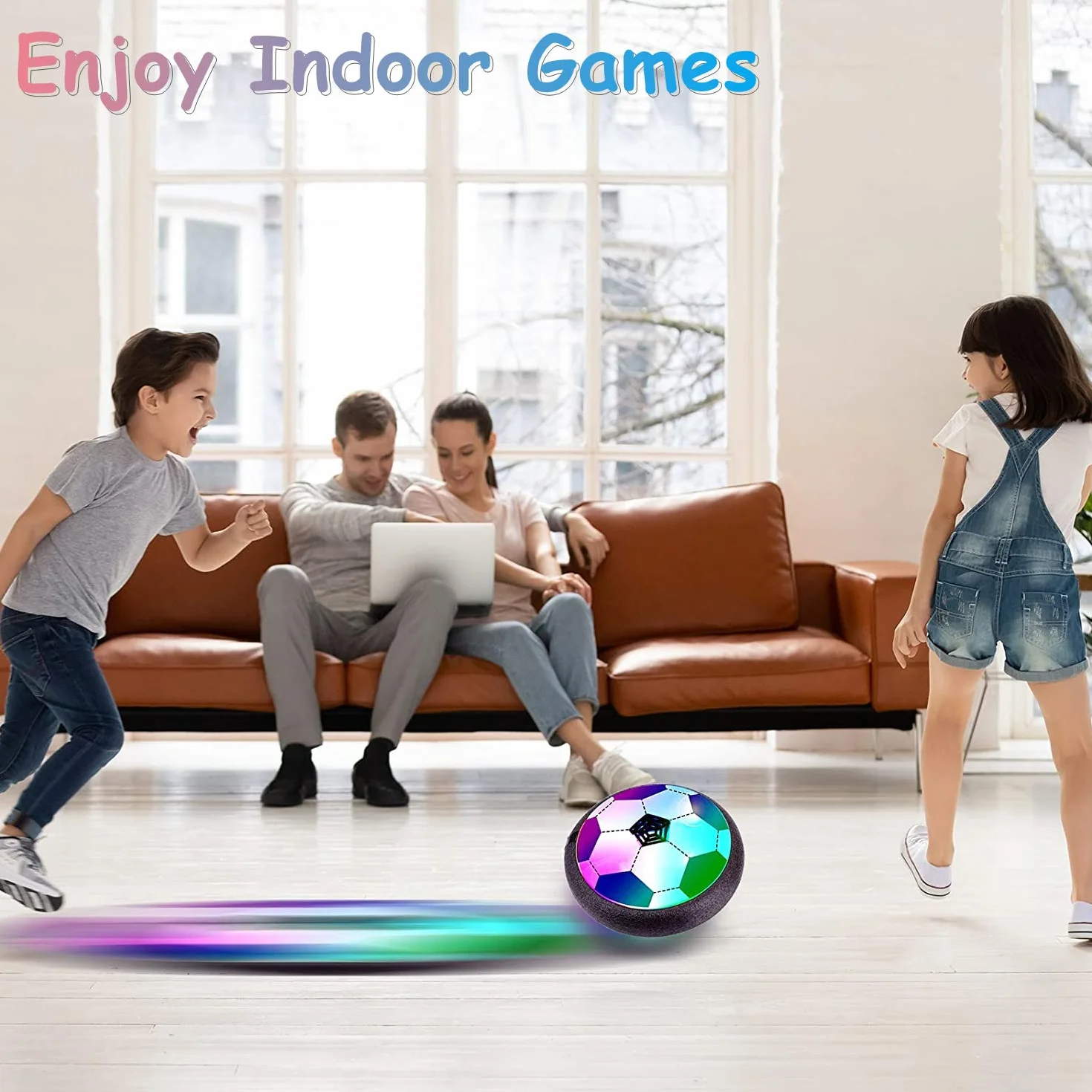 NIWWIN Balón de fútbol Hover LED, Juego eléctrico para interiores niños 3-12 años