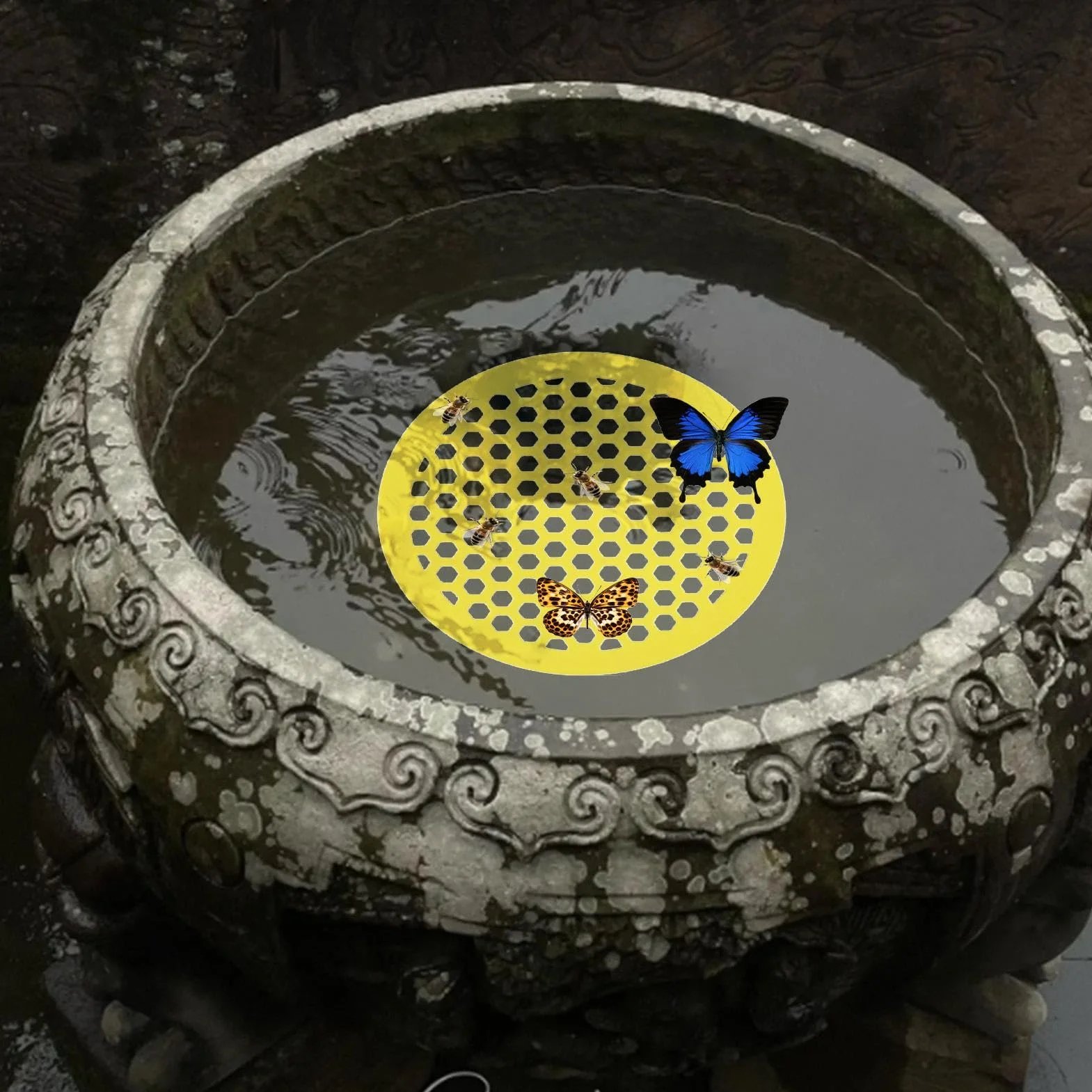 Floating Bee Island - Bebedero de Abejas | Estación de alimentación de riego de Abejas | Estación de Bebida de Abejas | Bandeja para Beber Abejas | Bandeja de Isla para jardín al Aire Libre,