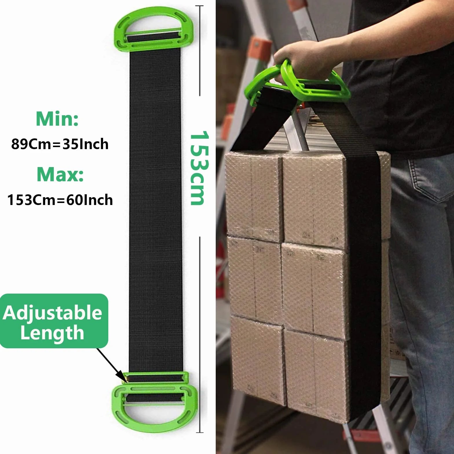 Paquete de 2 Correas para Mover y Levantar Muebles, Cajas, Colchón, con 2 Pares de Guantes