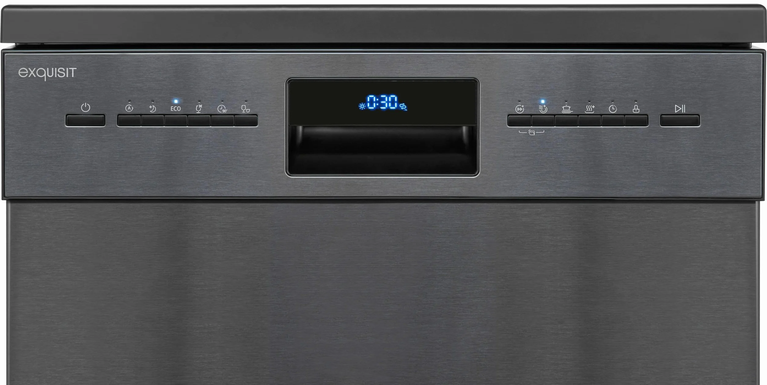 Exquisit® Lavavajillas 60Cm, Clase B, Acabado Inoxidable Antracita,14 Servicios, 6 Programas, Display Digital, Interior Inox, Aquastop Incluido, Consumo 65 kWh/100ciclos, Medidas 84,5x59,8x60 Cm.