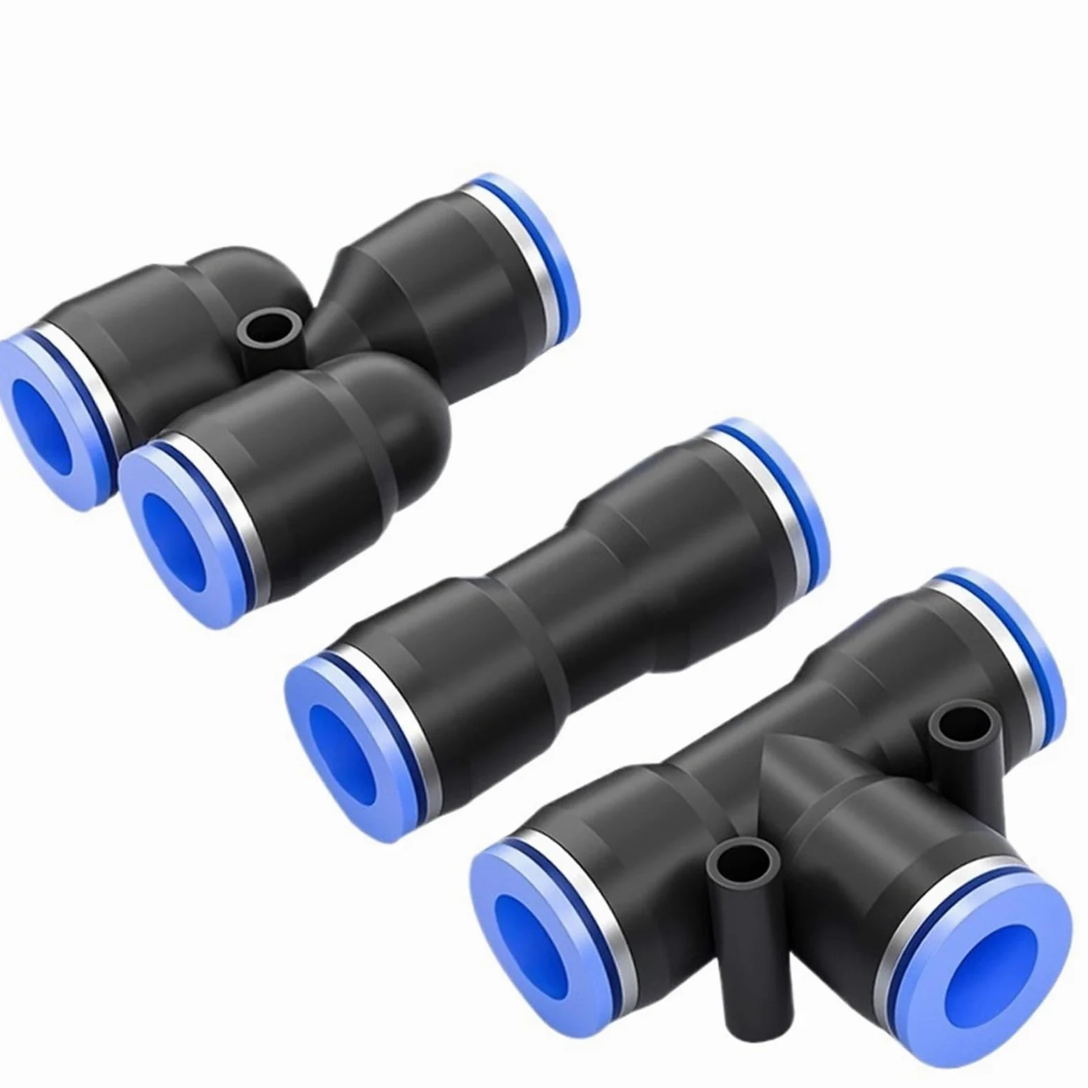 100 conectores de aire PE PY 4, 6, 8, 10, 12 mm, conexión neumática rápida, conector de tubo de manguera de plástico de 3 vías (4 mm, 100 unidades), PY)
