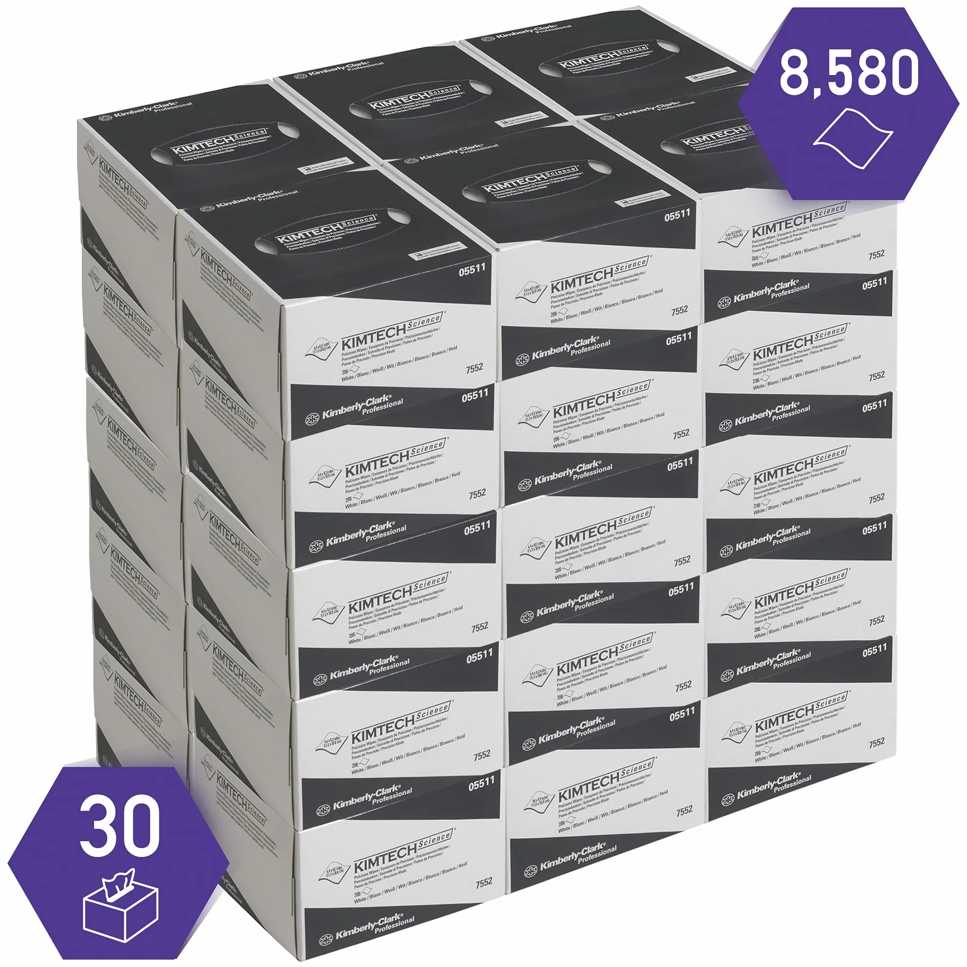 Kimtech Science Paños de Limpieza 7552, 1 Capa, Para Tareas Delicadas, 30 Cajas x 280 Paños (8.580 en total)
