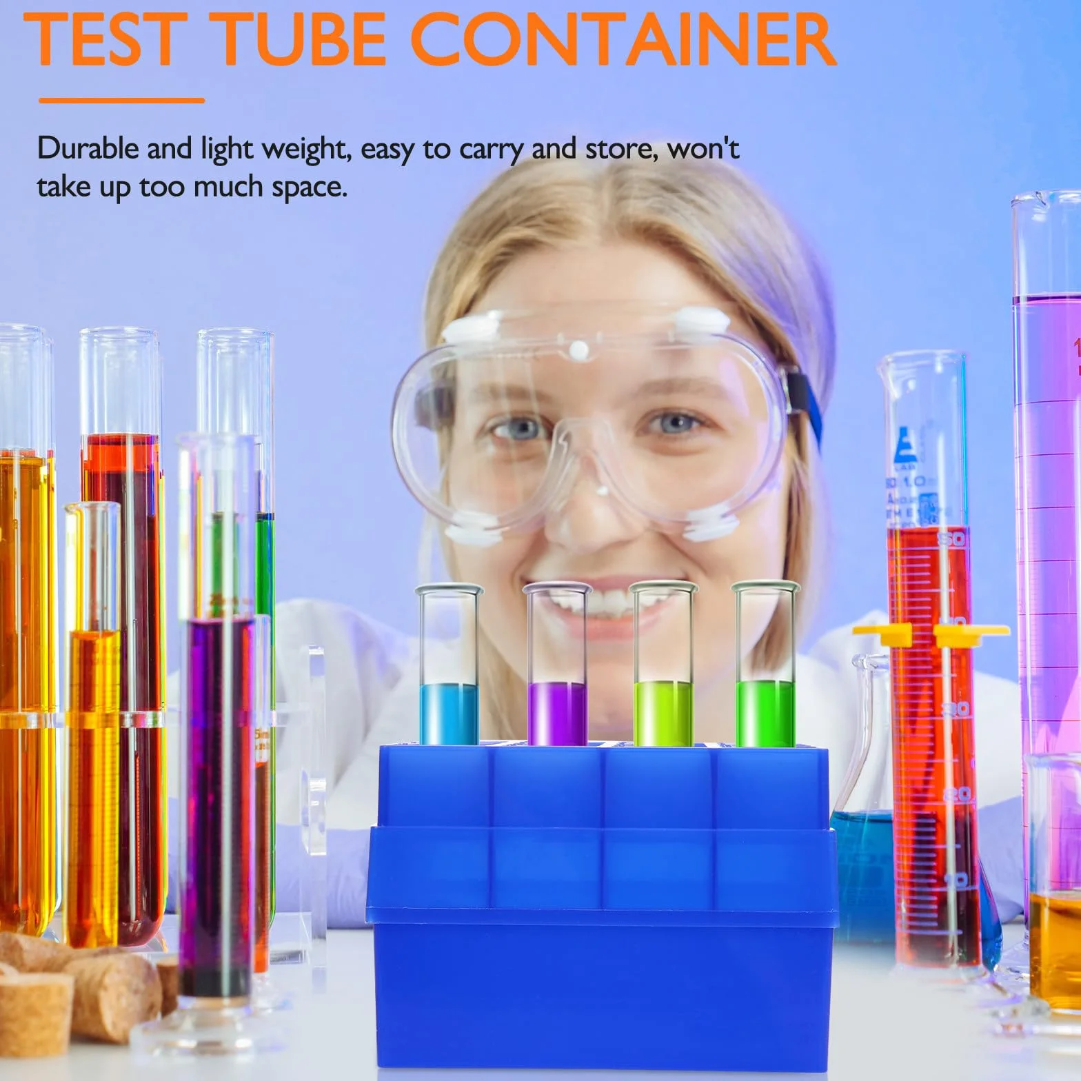 Soporte de Tubos de Microcentrífuga de Plástico Azul 50ml para 16 Tubos Investigación Científica