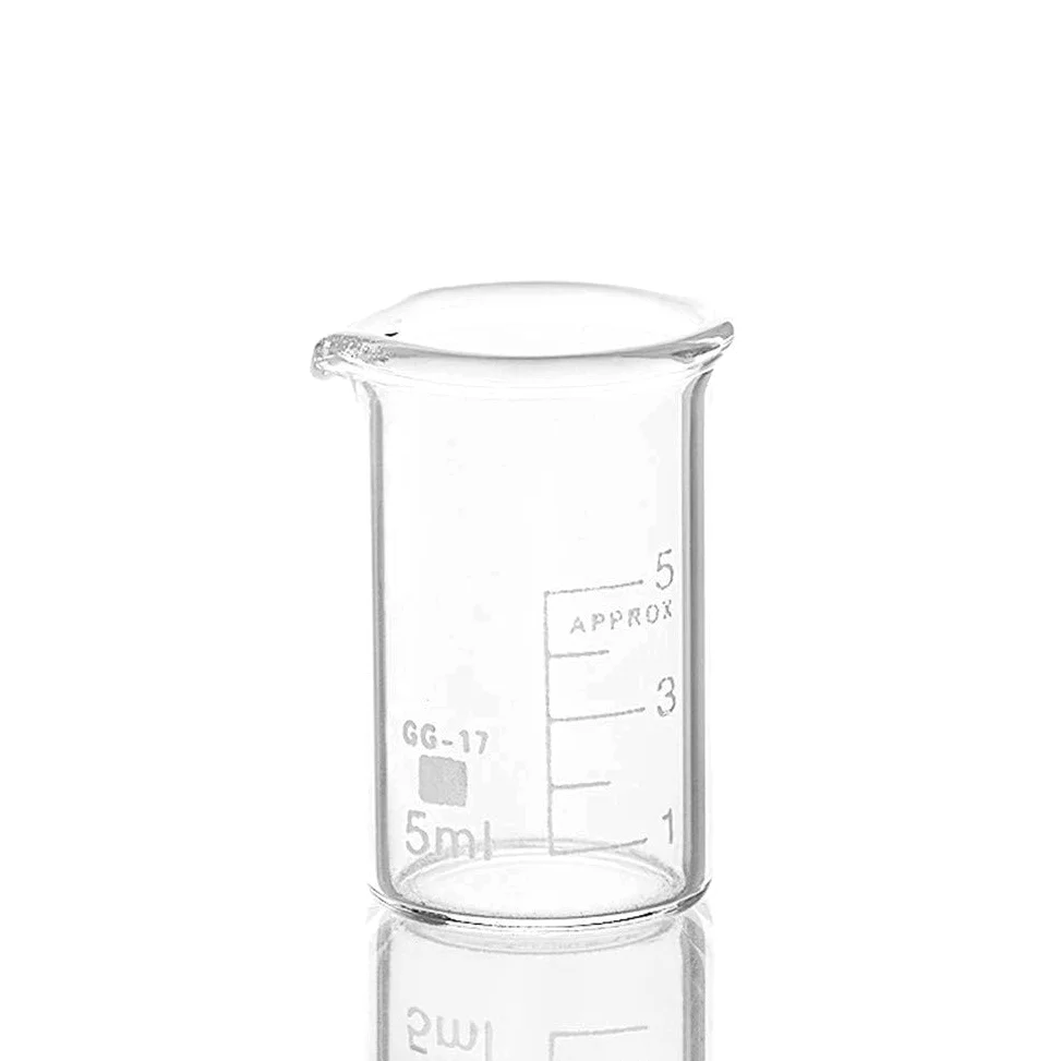 Suministros de laboratorio 10 piezas Vaso de precipitados de vidrio de 5 ml en forma baja para escala de laboratorio de química Medición de laboratorio Suministros de oficina de educación espesada (