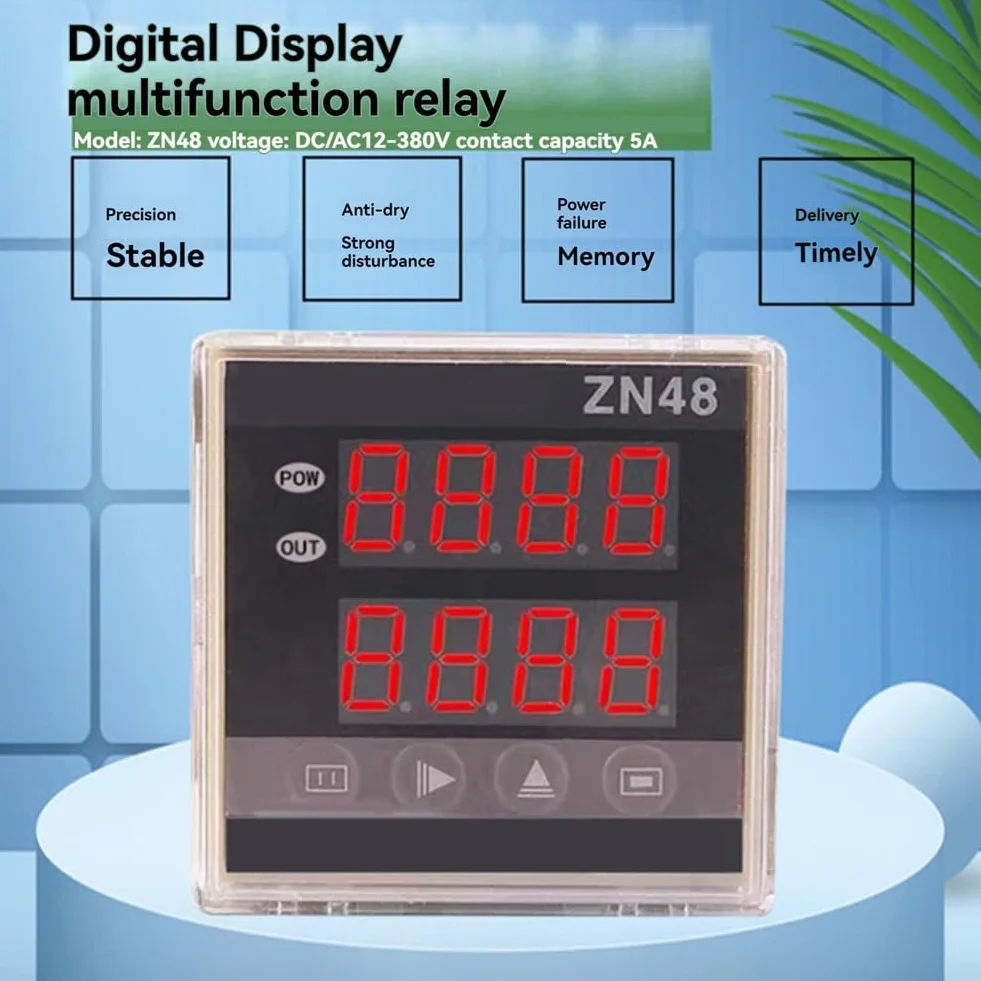 serie ZN48 relé de tiempo digital contador 220VAC 380VAC 24VDC controlador de tiempo multifunción contador de revolución E