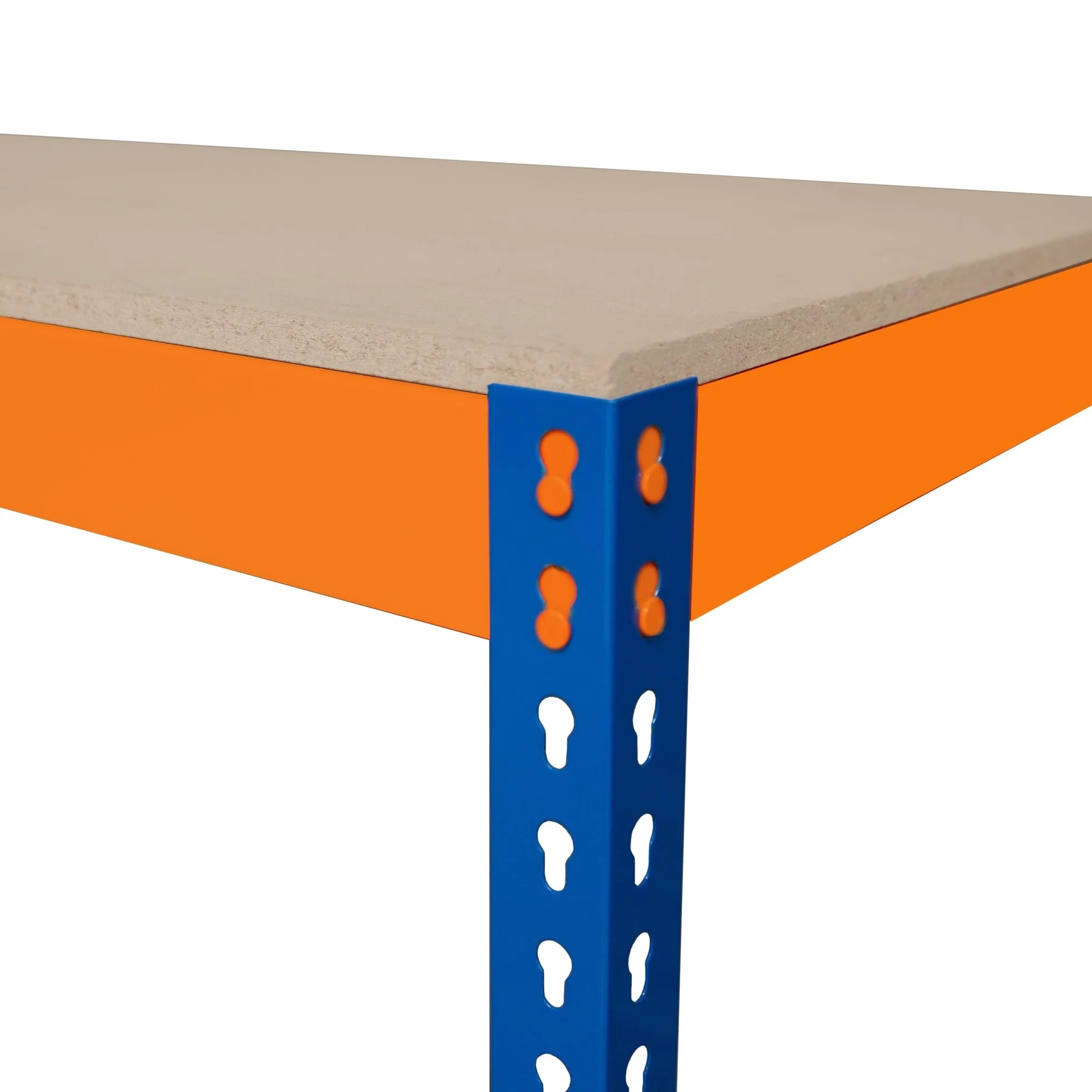 Banco de Trabajo p/Garaje S-Rax 2 Niveles | 150cm x 60cm x 90cm | Capacidad por Nivel 300kg | Montaje Sin Tornillos | 2 Barras de Soporte Reforzadas | Patas de Goma | Mesa para taller almacén depósito