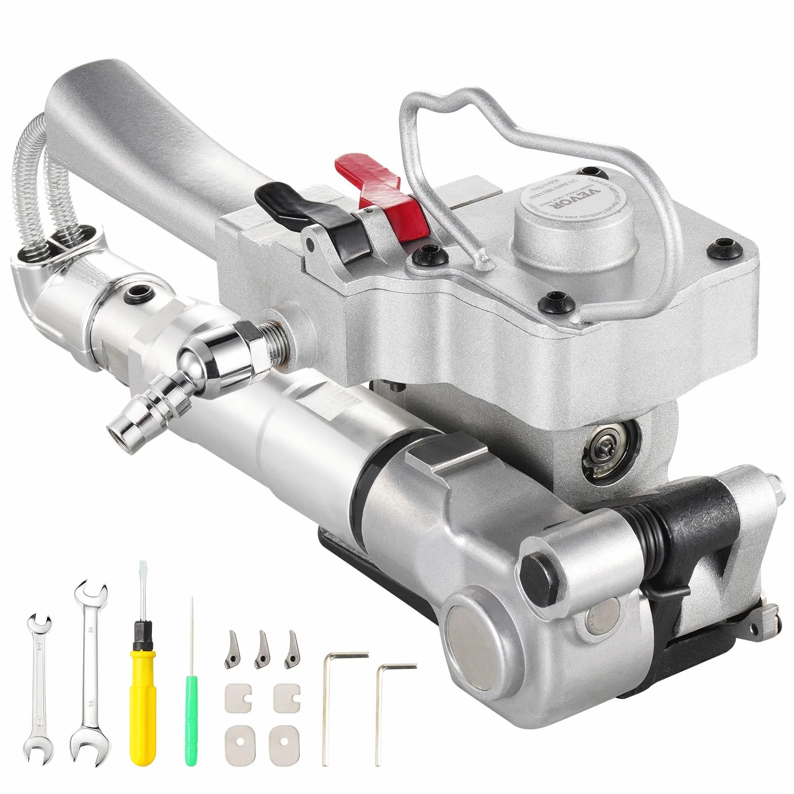 VEVOR Herramienta Flejadora Neumática para Tiras de Plástico PP y PET de 12,7 mm a 19 mm de Ancho Máquina Flejadora de Embalaje Automática con Tensión Máxima de 3500 N Kit de Flejado Manual