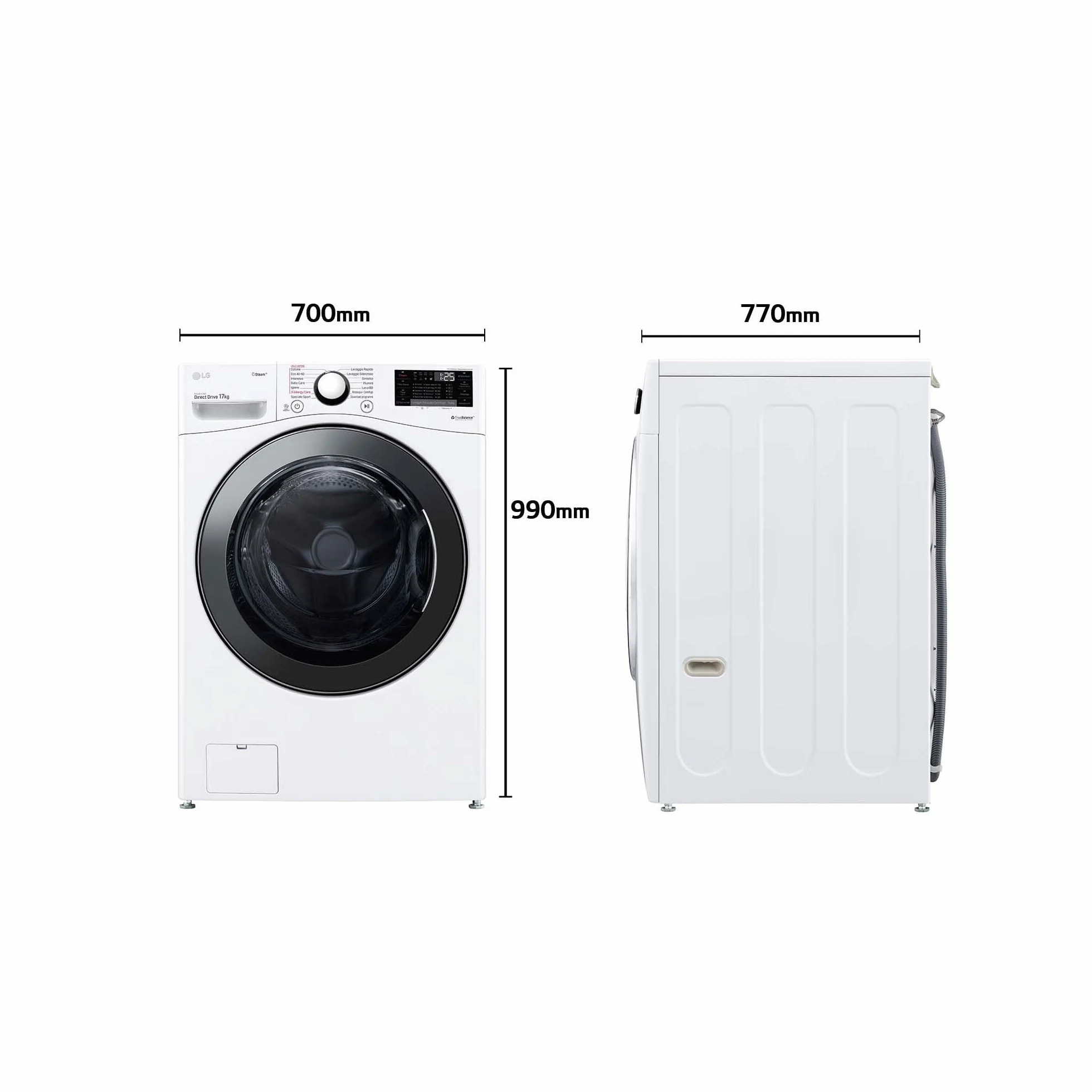 LG Lavadora Inteligente Carga Frontal 17kg 1100rpm 6 Motion Direct Drive TurboWash 360º Serie 700 Blanco