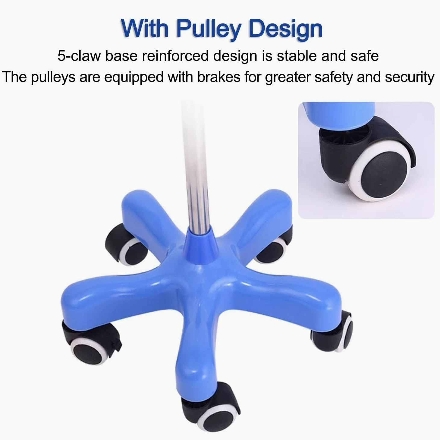 Soporte intravenoso portátil for uso médico con ruedas, soporte intravenoso con 4 ganchos y bandeja, altura ajustable de 1,5-2M for hospital y hogar Postes IV