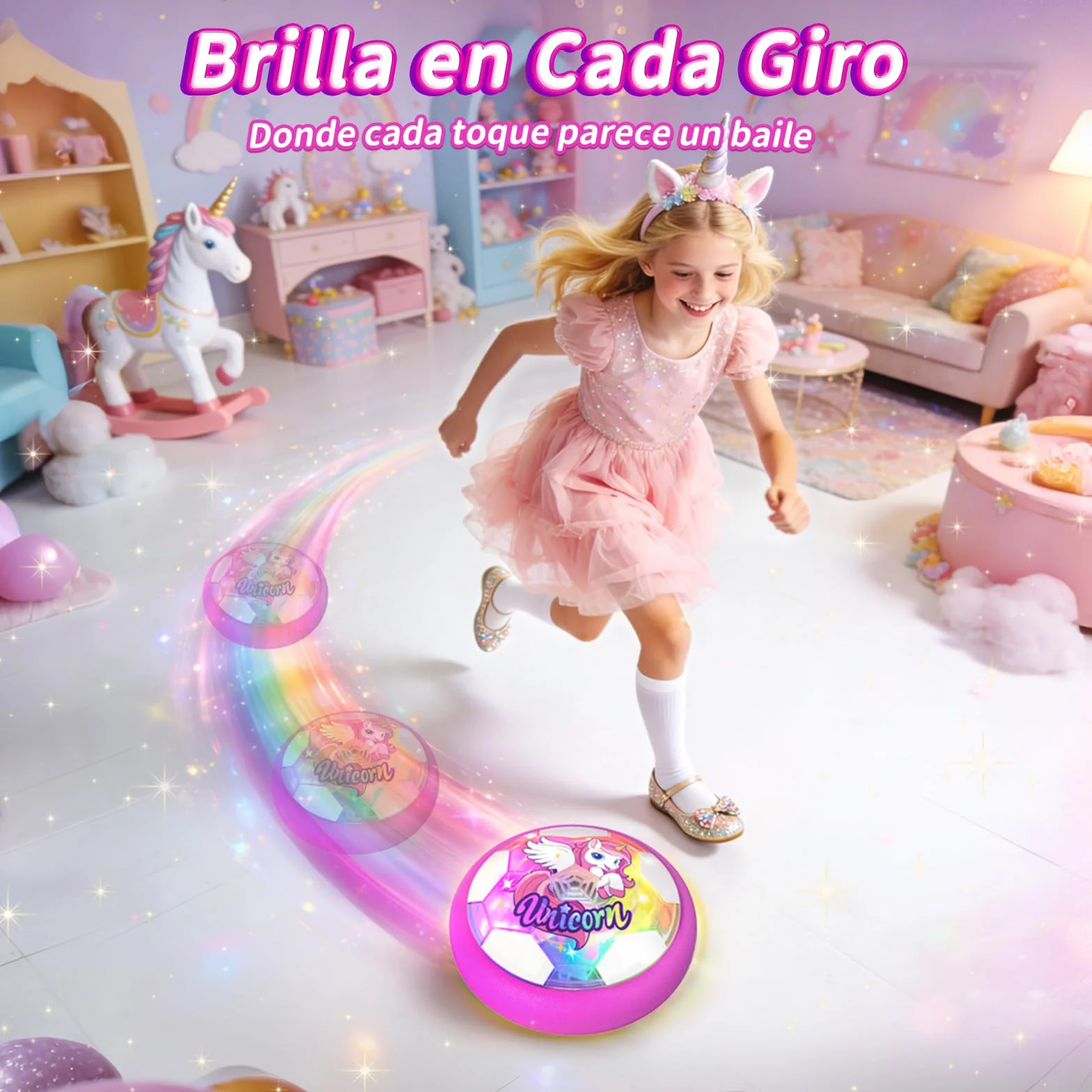 Unicornio Balon Futbol Luminosos Juguetes Niños 4-12 Años Air Power Football Flotante Regalo Navidad Cumpleaños