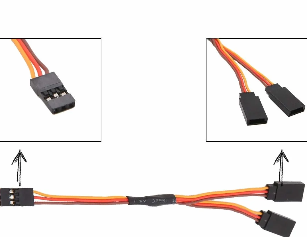 40 Piezas Servo Cable de Extensión Hebilla Lateral Clip Azul para RC Avión Helicóptero + 12 Piezas Cable Y Divisor
