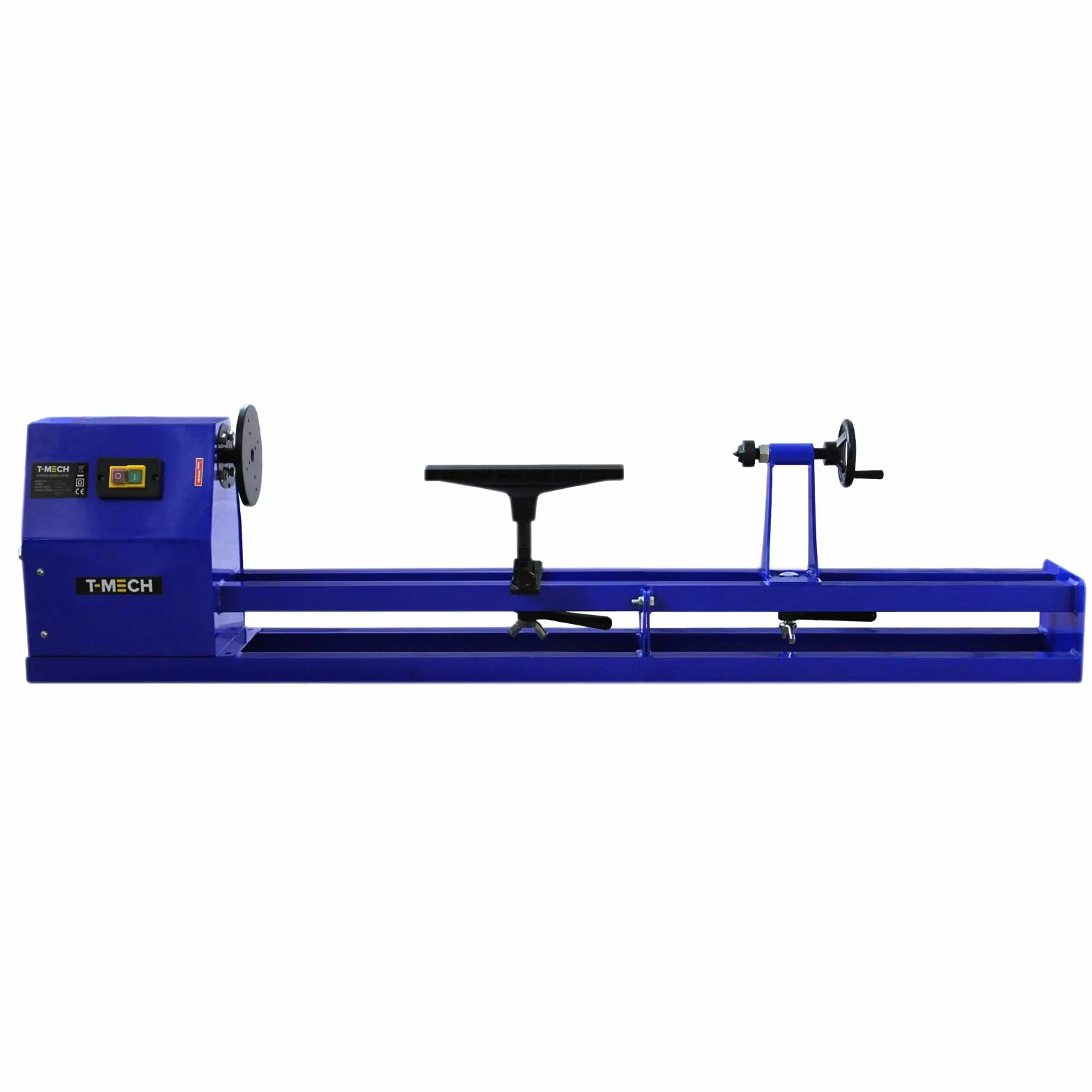 T-Mech Torno de madera (400W W, torno Ø 350mm, ancho de punta 100cm, soporte para herramientas, marco de guía estable, transmisión por correa en V)