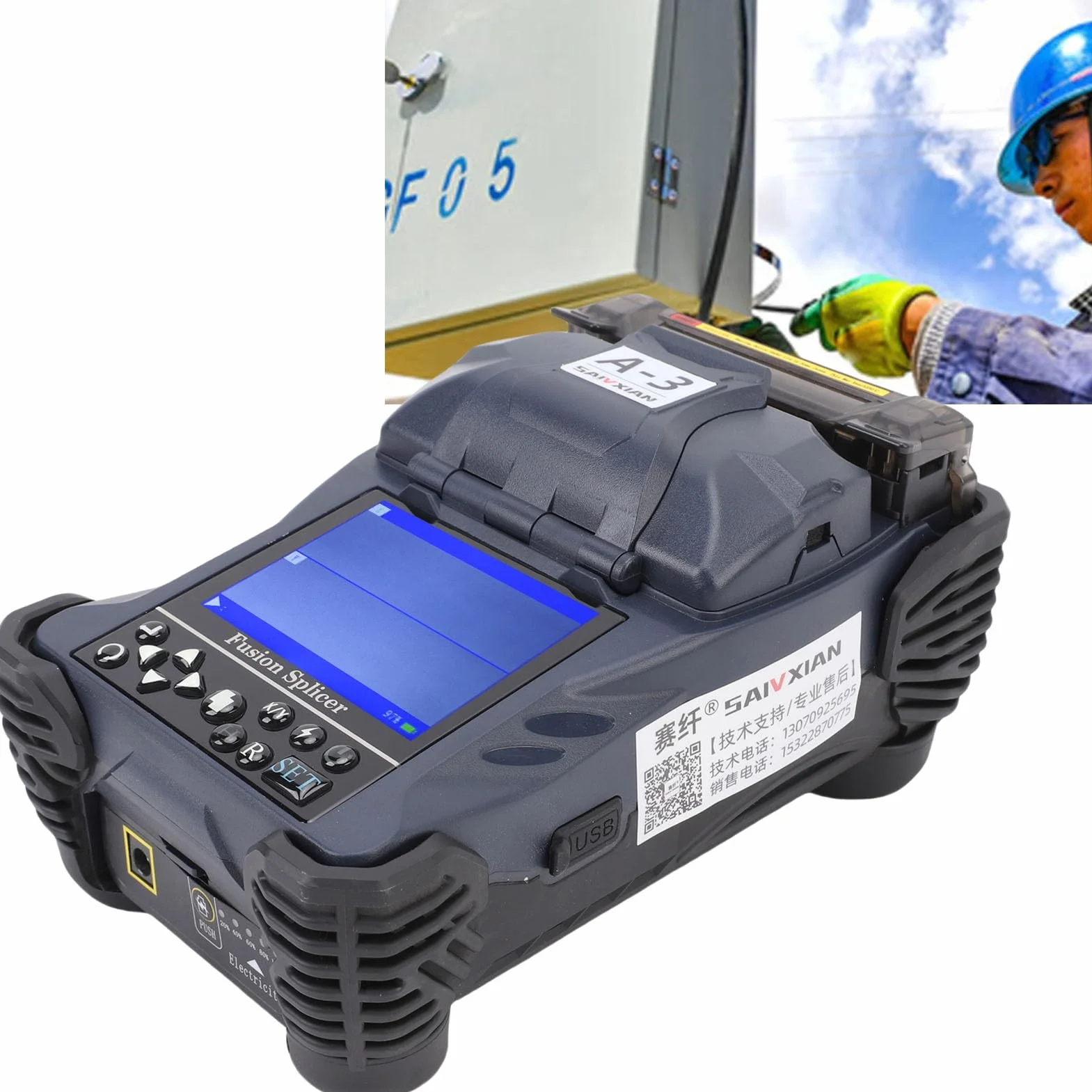 Akozon Máquina de Empalme Automática de Fibra óptica Fusión Enchufe UE