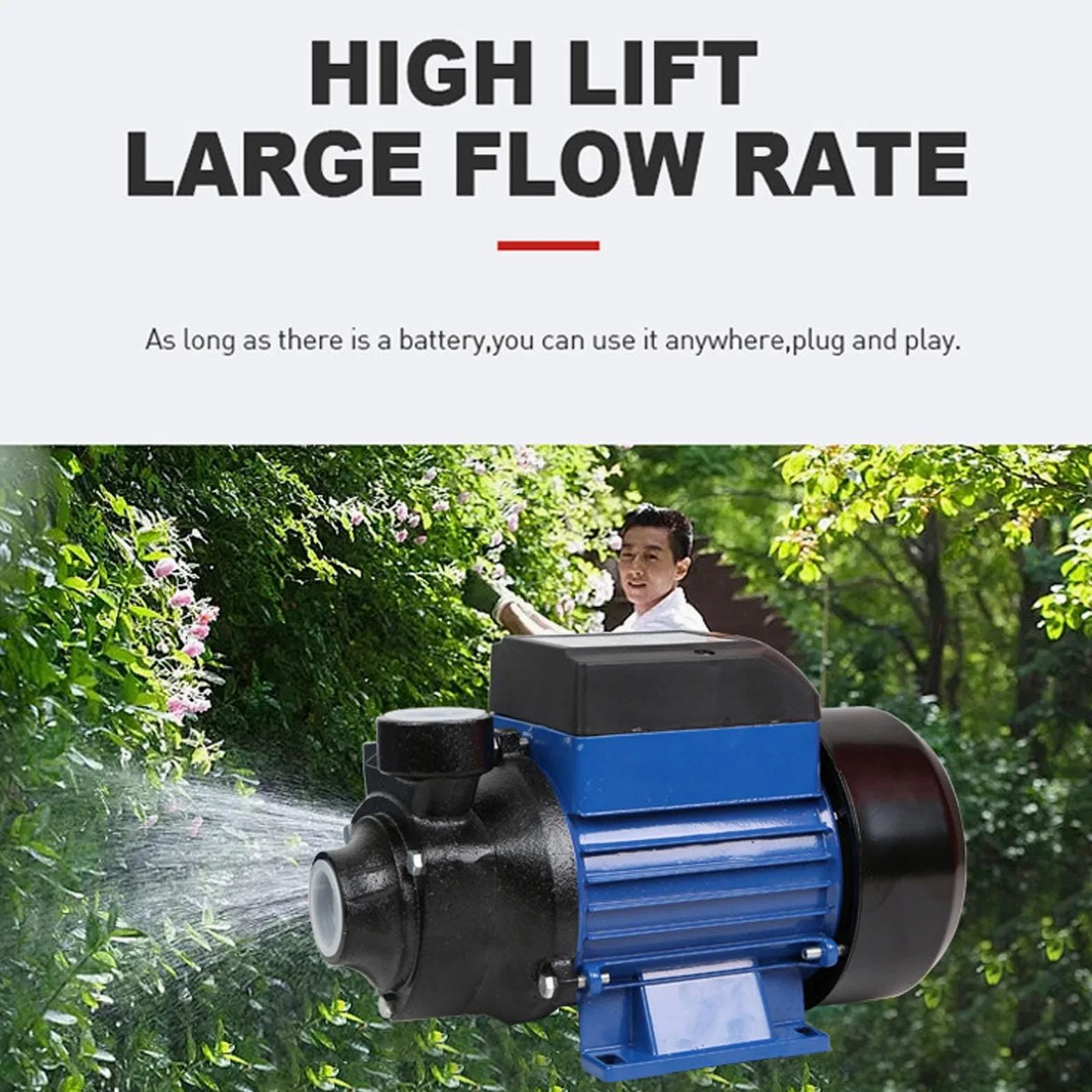 Cocoarm Bomba de Pozo Solar, Bomba de Transferencia de Agua de Hierro Fundido, Potencia 230W, Caudal 1,5 M³/h, Ideal para Riego Agrícola y Uso Residencial