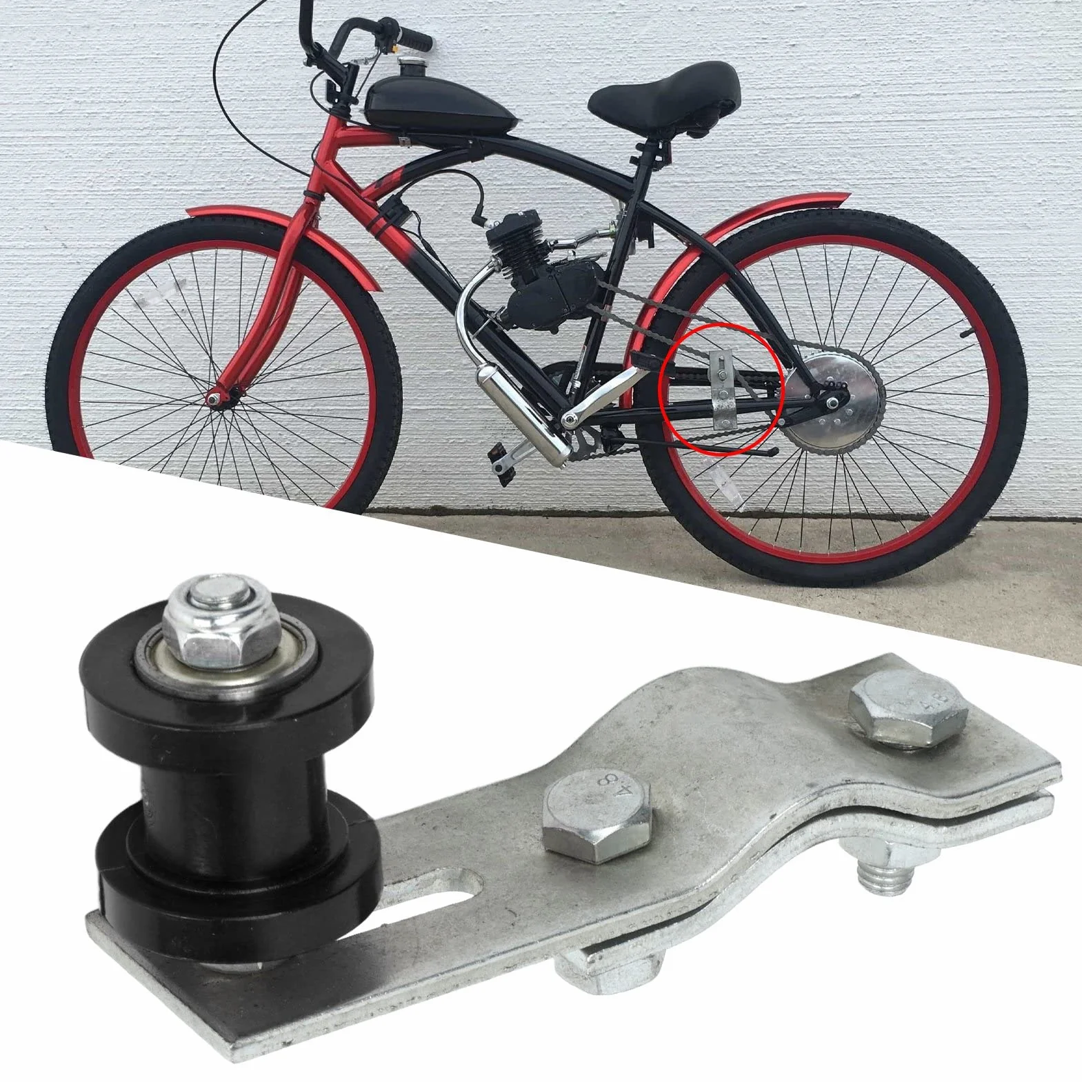 Tensor de Cadena para Bicicleta 49 66 80 mm, Negro, Alta Resistencia
