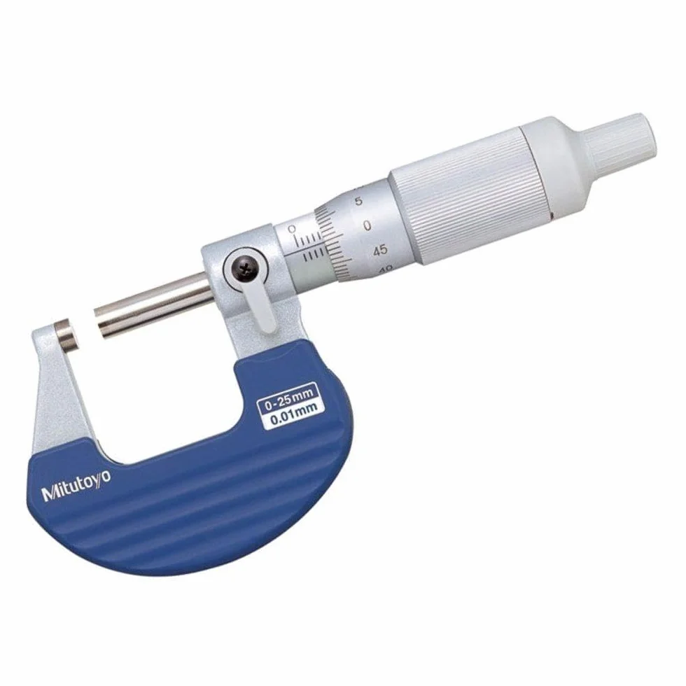 Mitutoyo MIT102-707 - Micrómetro de trinquete con graduación de 0,001 mm, rango de 0 a 25 mm