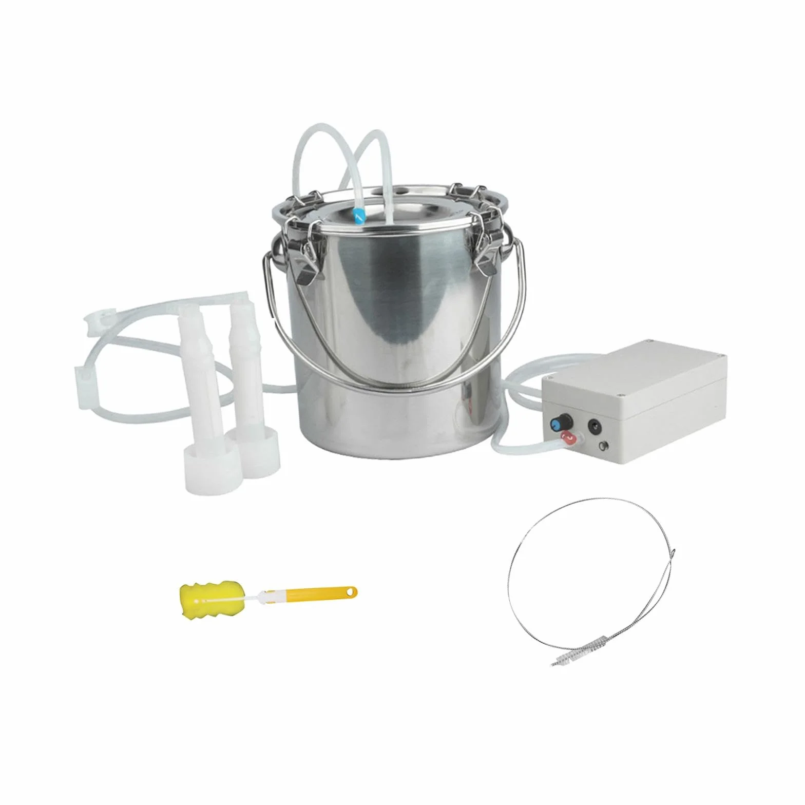 Máquina de Ordeño Ordeñadora Eléctrica Portátil para Cabras, Ordeñadora de Cabras Ovejas y Vacas, Bomba de Vacío con Succión Ajustable, Tanque de Acero Inoxidable de 5L