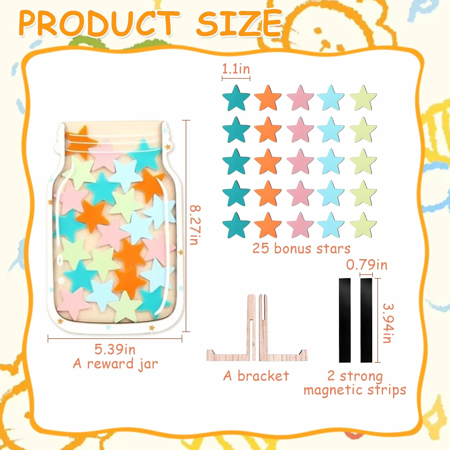Tarro de Recompensa para Niños, Magnético con Estrellas, Frasco de Incentivo para Comportamiento