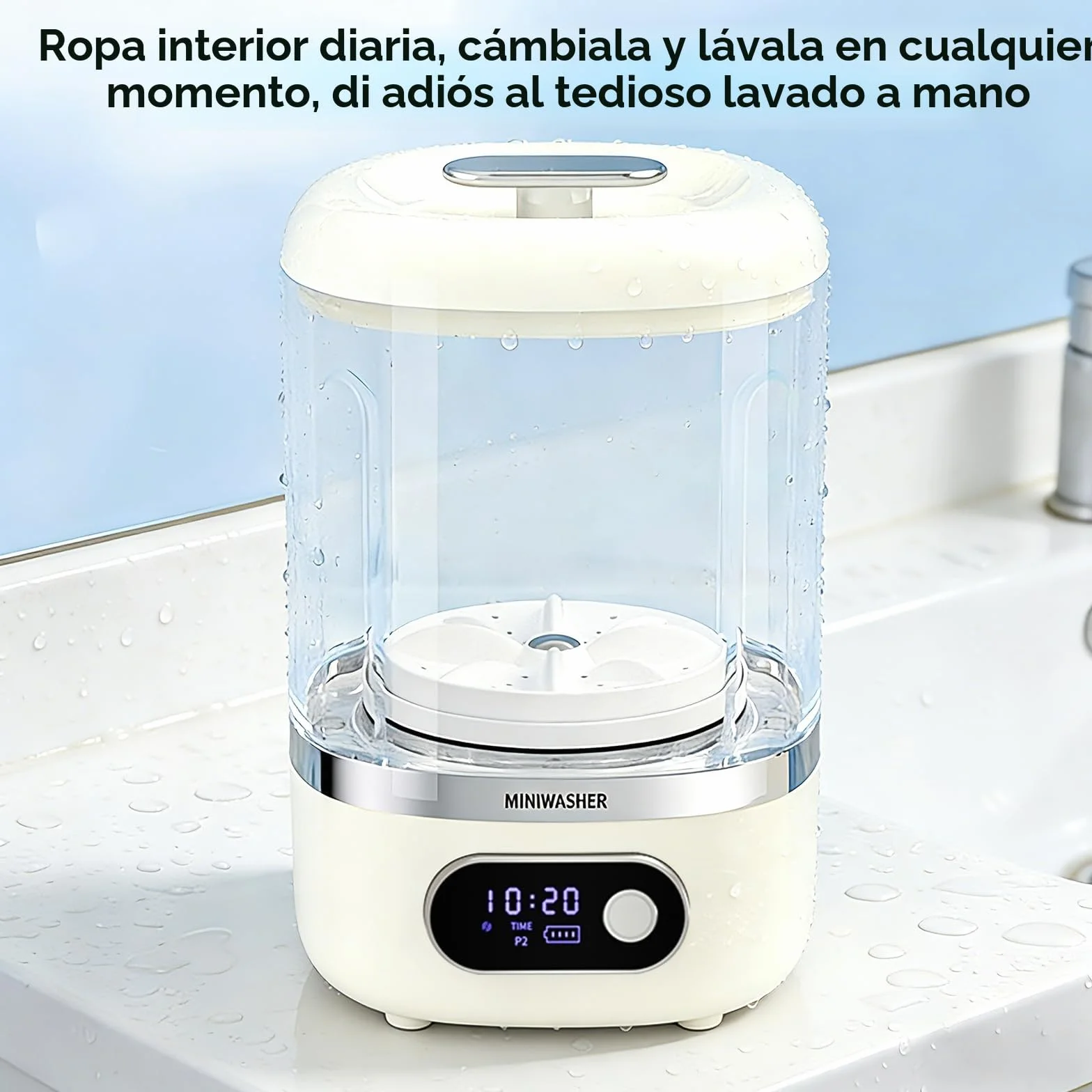 Mini Lavadora Portátil Recargable Inalámbrica 1L Compacta para Sujetadores y Ropa Interior