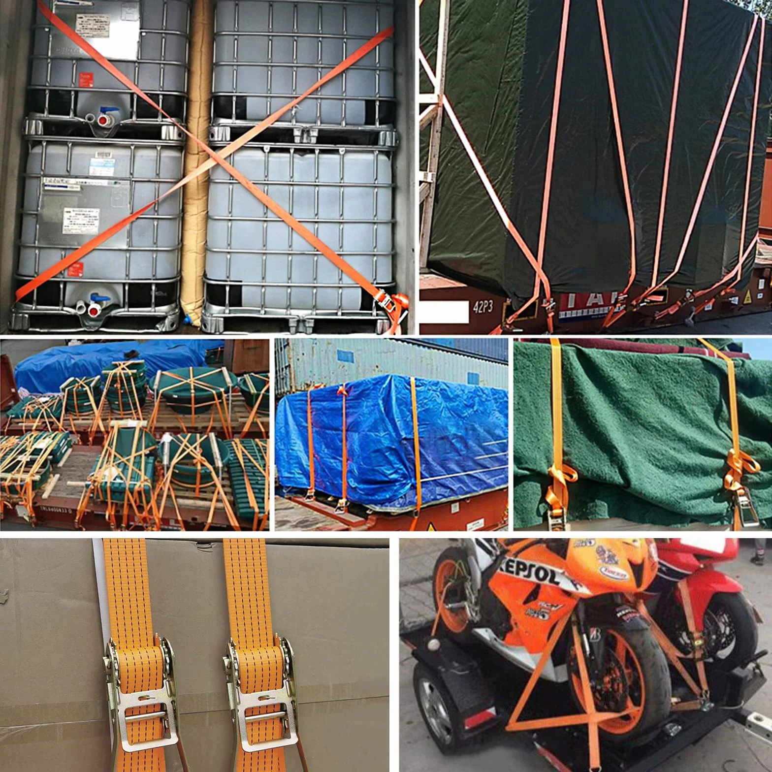 Eslingas de Sujeción de Carga 3000kg Trinquete de Amarre Correas Carga 6m Naranja Camión
