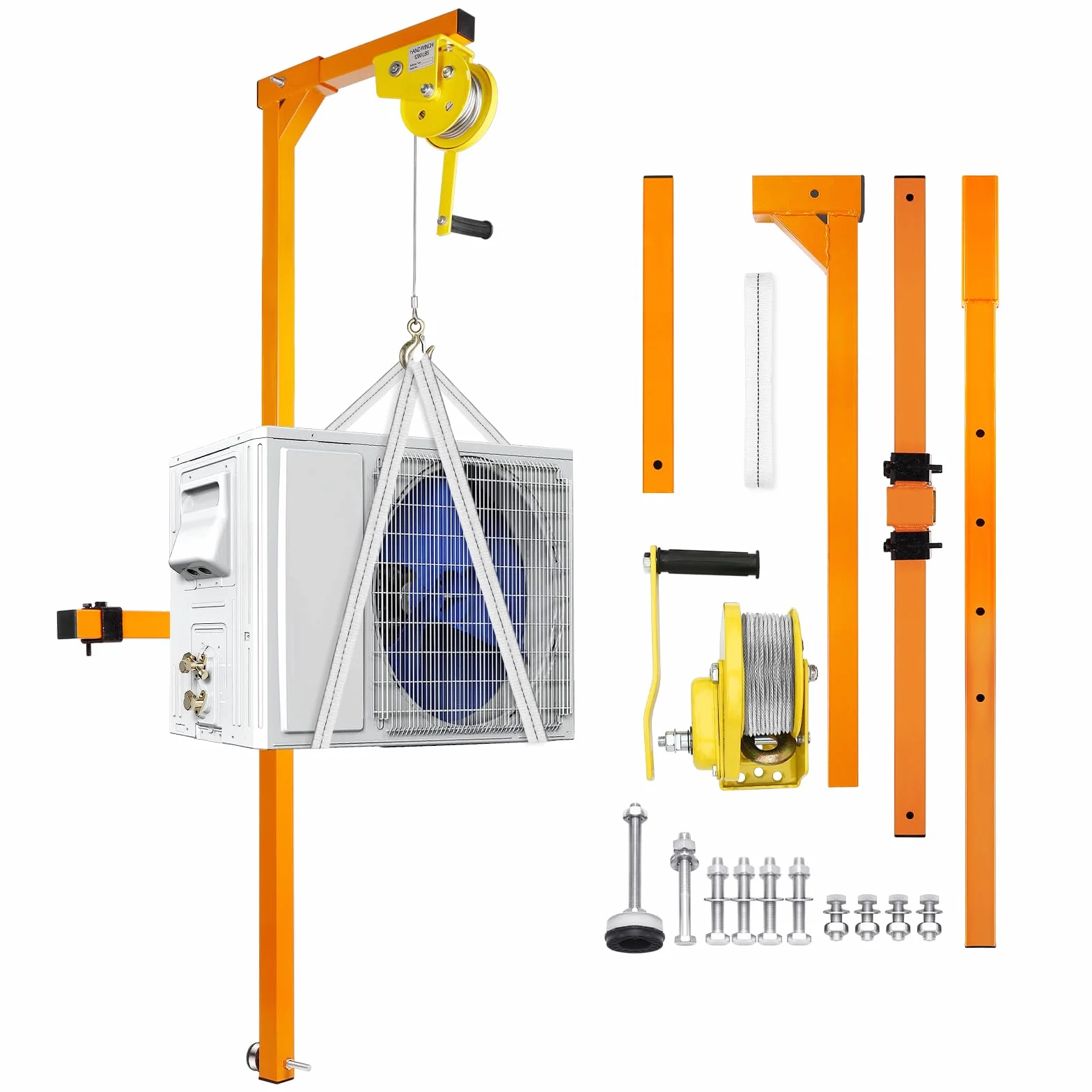 Grúas de elevación de aire acondicionado, herramienta de elevación de aire acondicionado, capacidad de carga de 400 libras, soporte de grúa para instalación de aire acondicionado al aire libre,