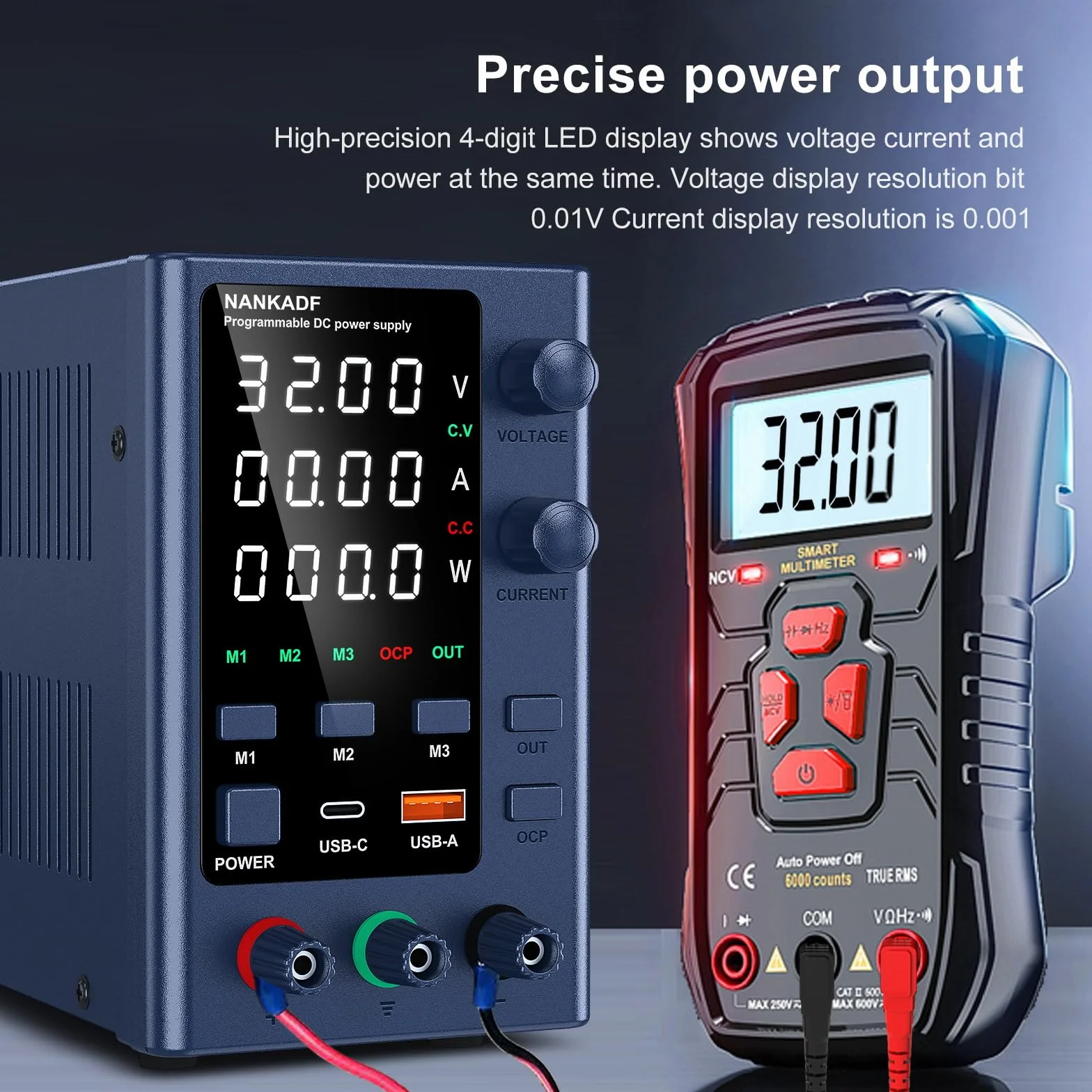 Fuente de Alimentación Ajustable 0-30V/0-10A, DC Fuente de Alimentación Regulada de Alta Precisión de Laboratorio Pantalla LED de 4 Dígitos,con Control de Codificador y Memoria de Datos