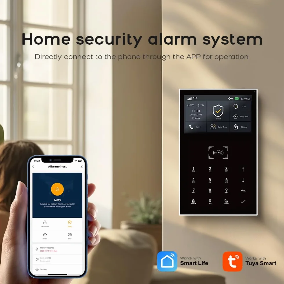 Sistema de alarma de seguridad inalámbrico WiFi GSM 4G Alexa y Google compatible con sirena PIR Sensor de movimiento mandos a distancia Sensor de ventana/puerta TUYA APP Control Sistema de alarma