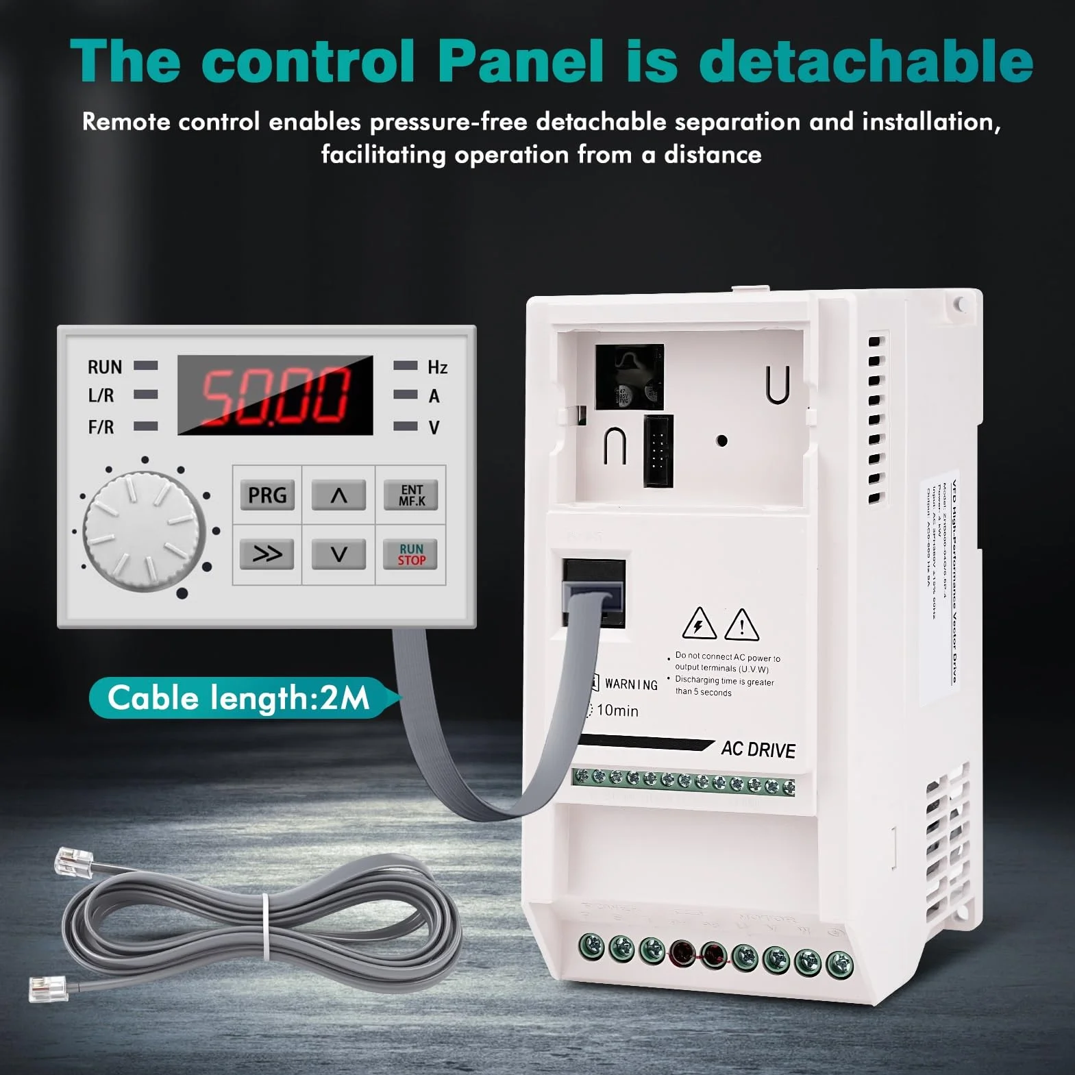 Jadeshay VFD Trifásico 4kW Variador de Frecuencia Trifásico 380V Controlador de Velocidad del Motor VFD Trifásico Entrada Salida Convertidor de Frecuencia Control por Perilla y Desmontable
