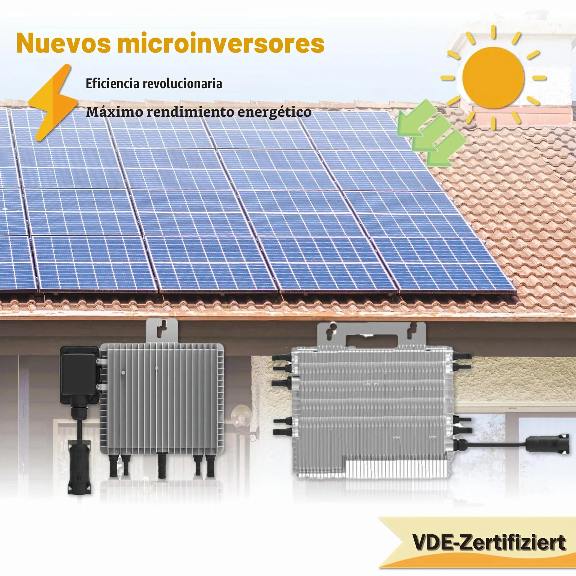 Home Trends® Deye SUN-G4-EU-Q0 800W-2000W Micro inversor de nueva generación Ralais Solar PV externo (HTDYG4-2000-5m KA)