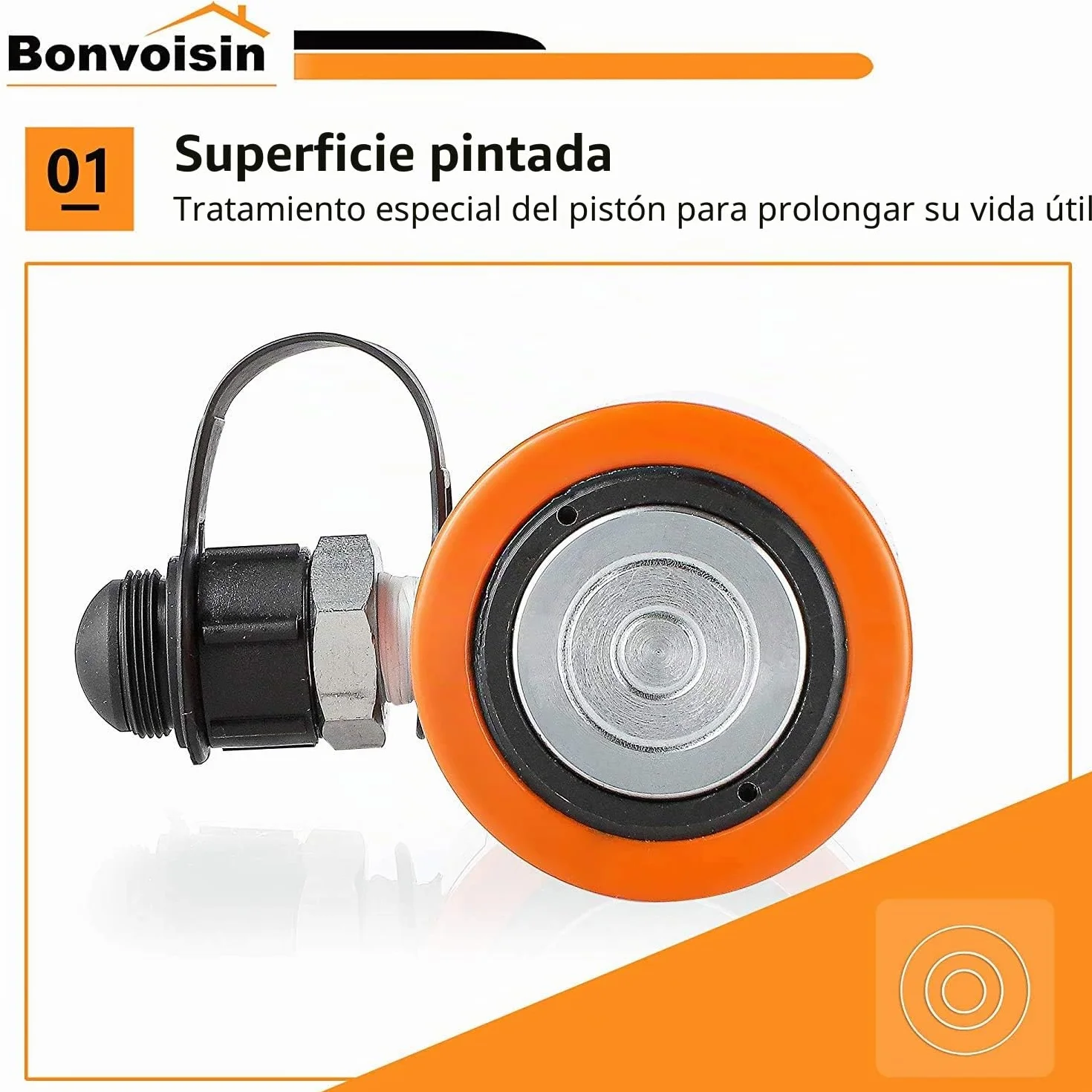 Bonvoisin 20T Gato Hidráulico, Elevación 50mm, Altura Propia 106mm, para Ingeniería Mecánica, Edificios y Puentes (RSC-20T)