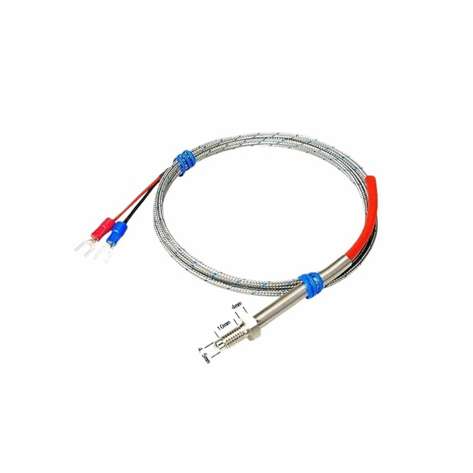 Sensor de temperatura, Sonda de Temperatura con Resorte Termopar 600℃ | Tornillo M6 K/PT100(PT100 5M)
