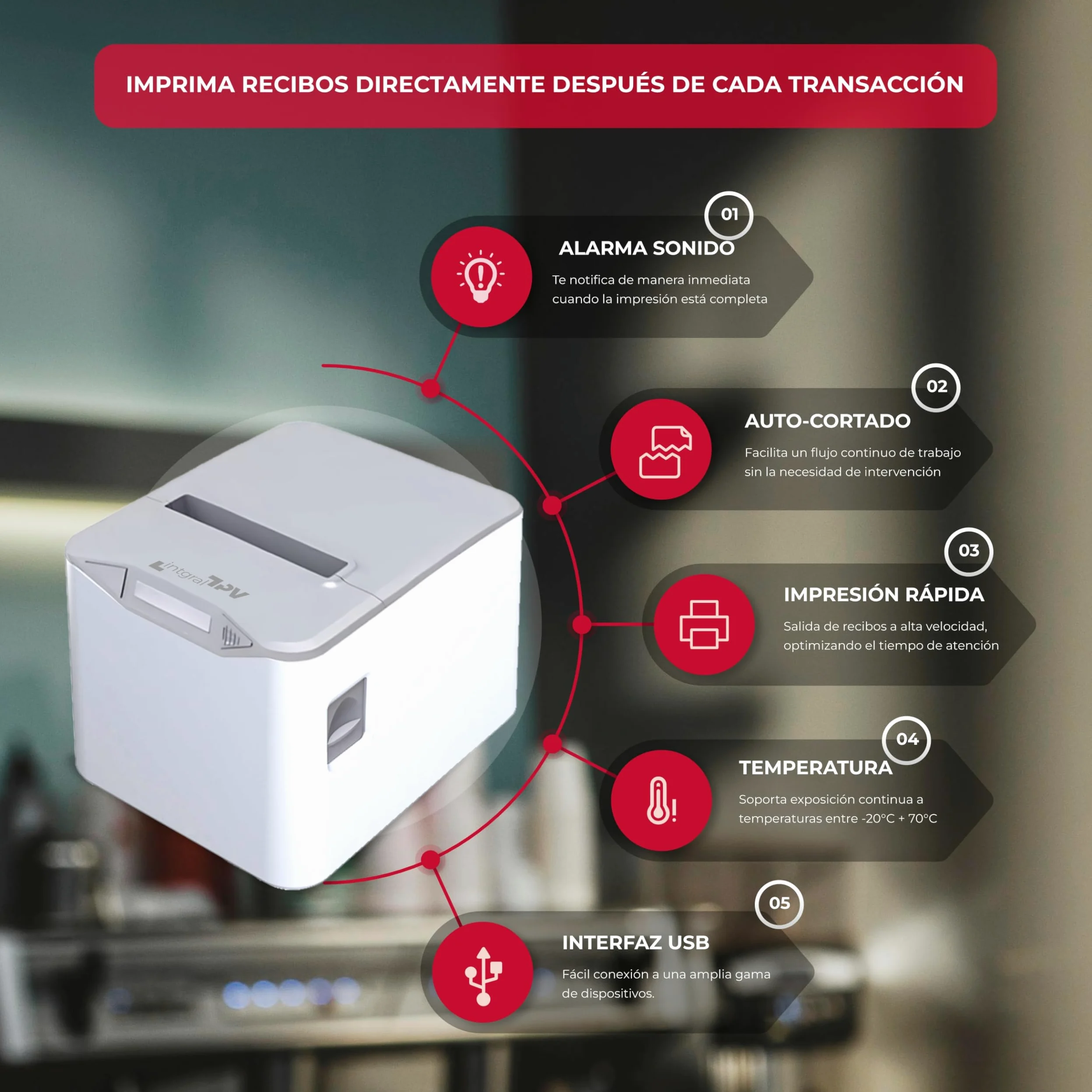 8370 Impresora Térmica de Recibos/Tickets 80mm – Puerto/Conexión: USB, RJ11 – Corte Automático – Windows, Linux, Mac – Rollo Extra y pendrive con Drivers – TPV POS (Blanco/Gris)