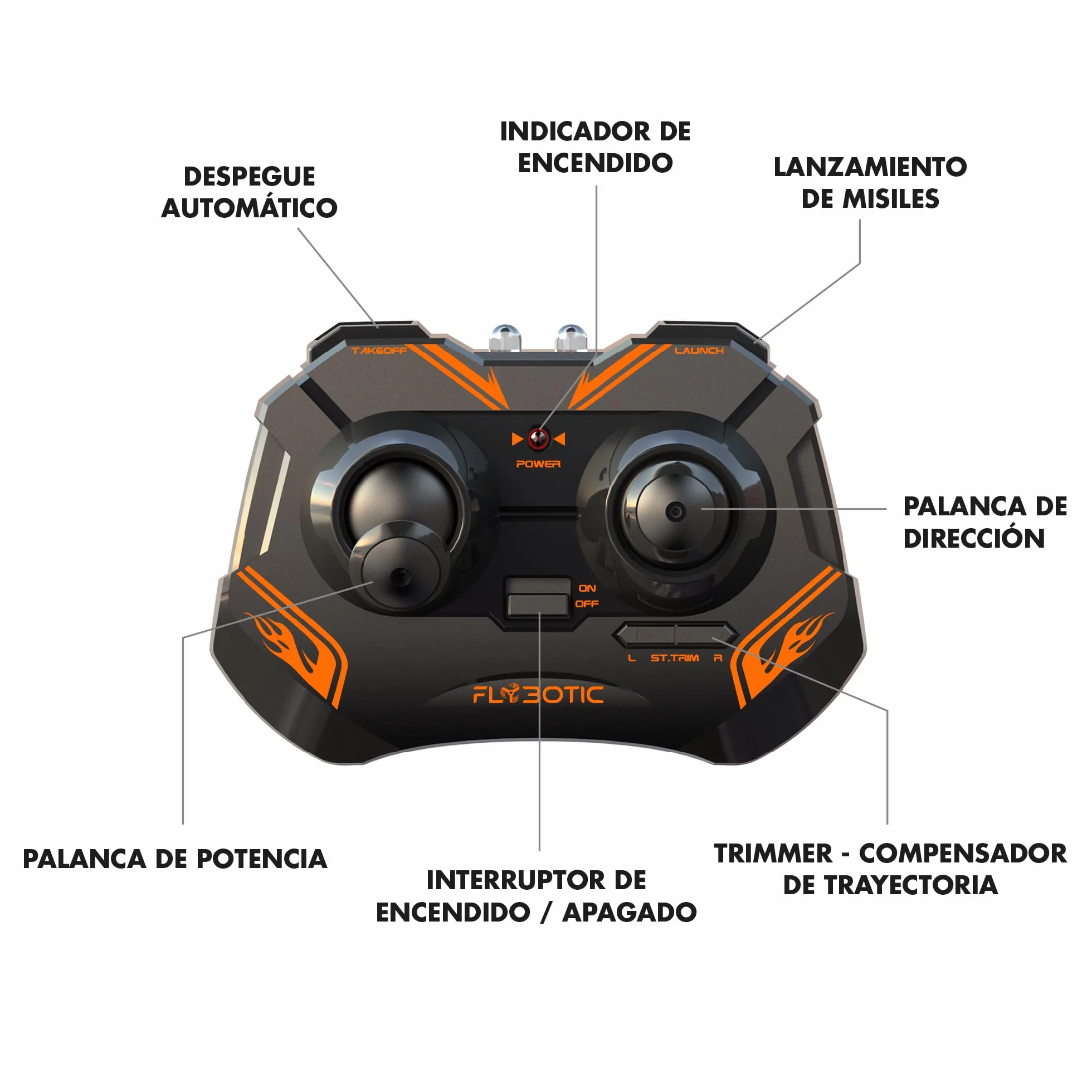 Bizak FLYBOTIC Hover Blast Helicoptero teledirigido con Mando Radio Control y 16 Cohetes
