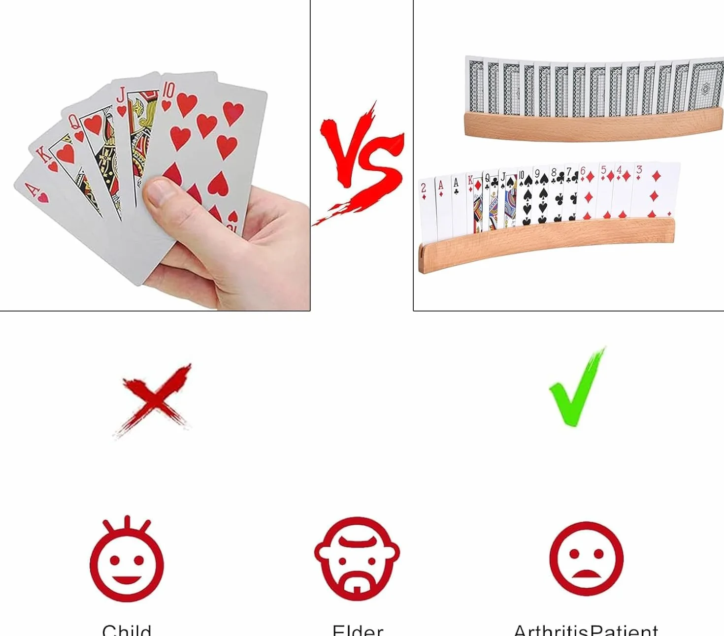 JAWAI Soporte para Juego de Cartas 4 Piezas Manos Libres para Mayores Adultos Niños