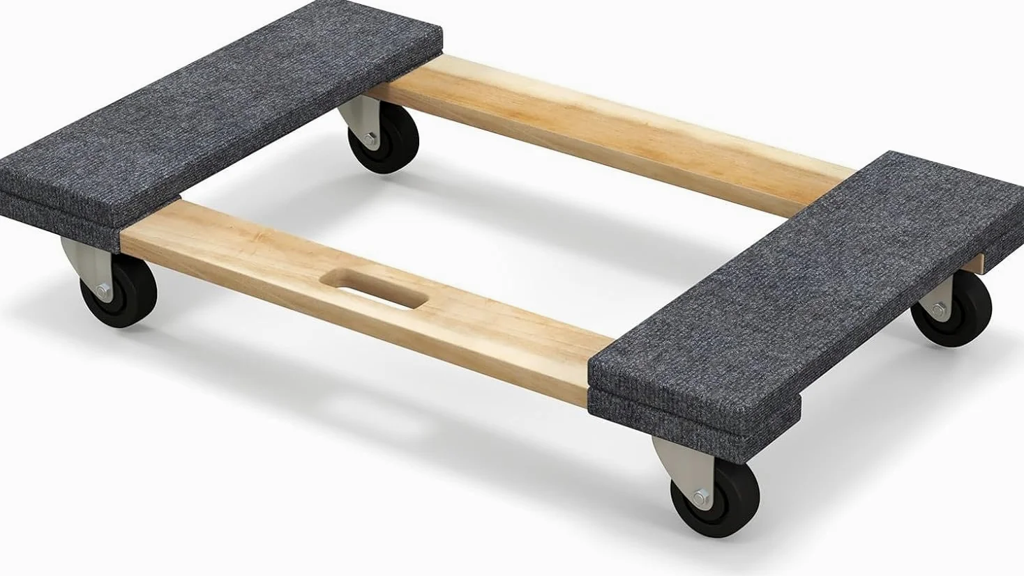 GYMAX Plataforma con Ruedas, 77 x 47 cm, Tabla de Ruedas de Madera de Acacia con 4 Ruedas Universales y Asa, Carga de hasta 450 kg, Tablero de Carro para Aparatos y Muebles con Cargas Pesadas