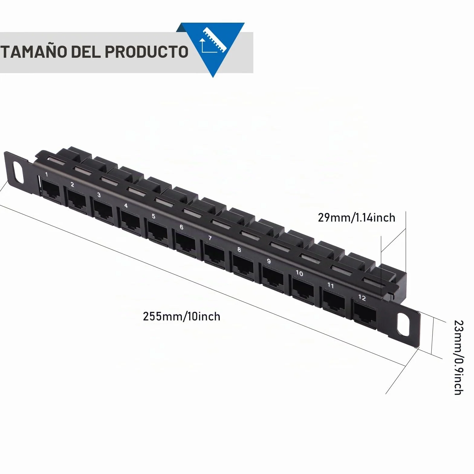 GeeekPi DeskPi Rackmate Panel de Conexión de Red 12 Puertos 0.5U CAT6 Montable en Rack