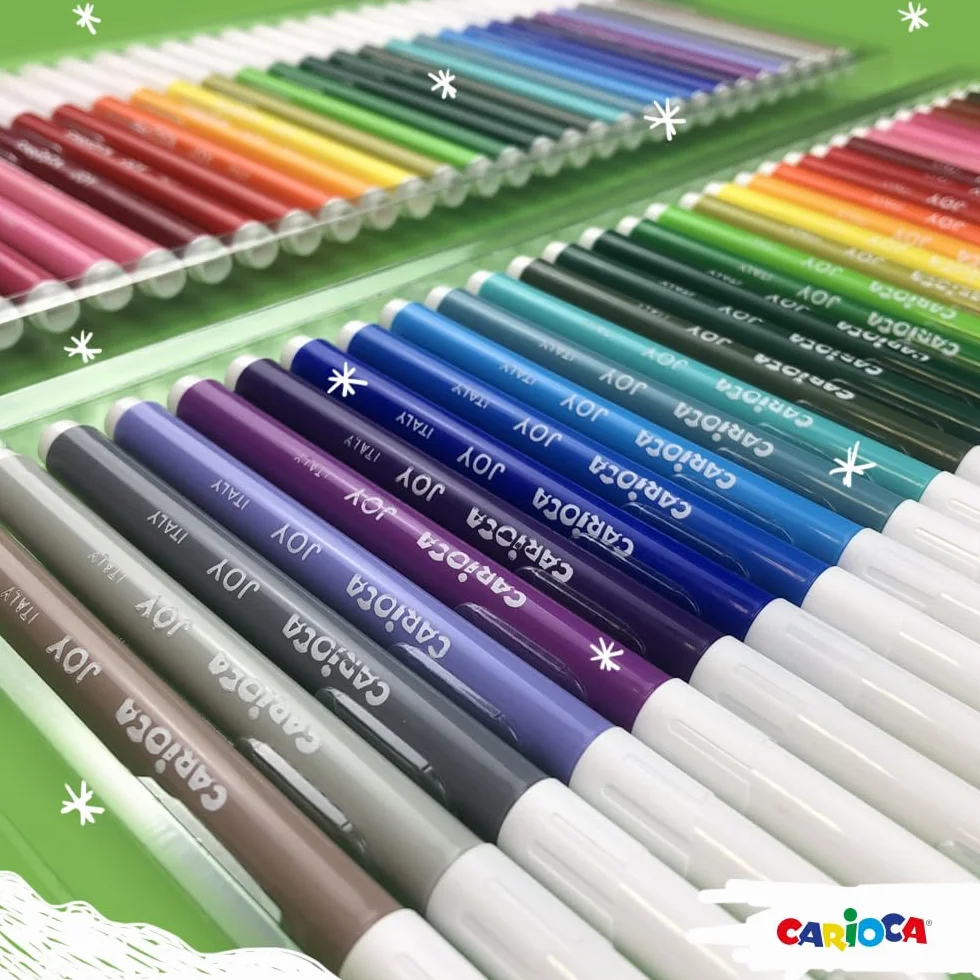 CARIOCA Joy 100 Rotuladores Punta Fina Tinta Superlavable No Tóxica Punta 2,8 mm Colores Brillantes