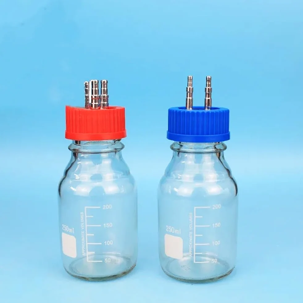 Cristalería de Laboratorio Botella de vidrio con tapa de acero inoxidable for fermentador, reactor, botella unidireccional, bidireccional, tridireccional, 100/250/500/1000 ml(500ml-1through)