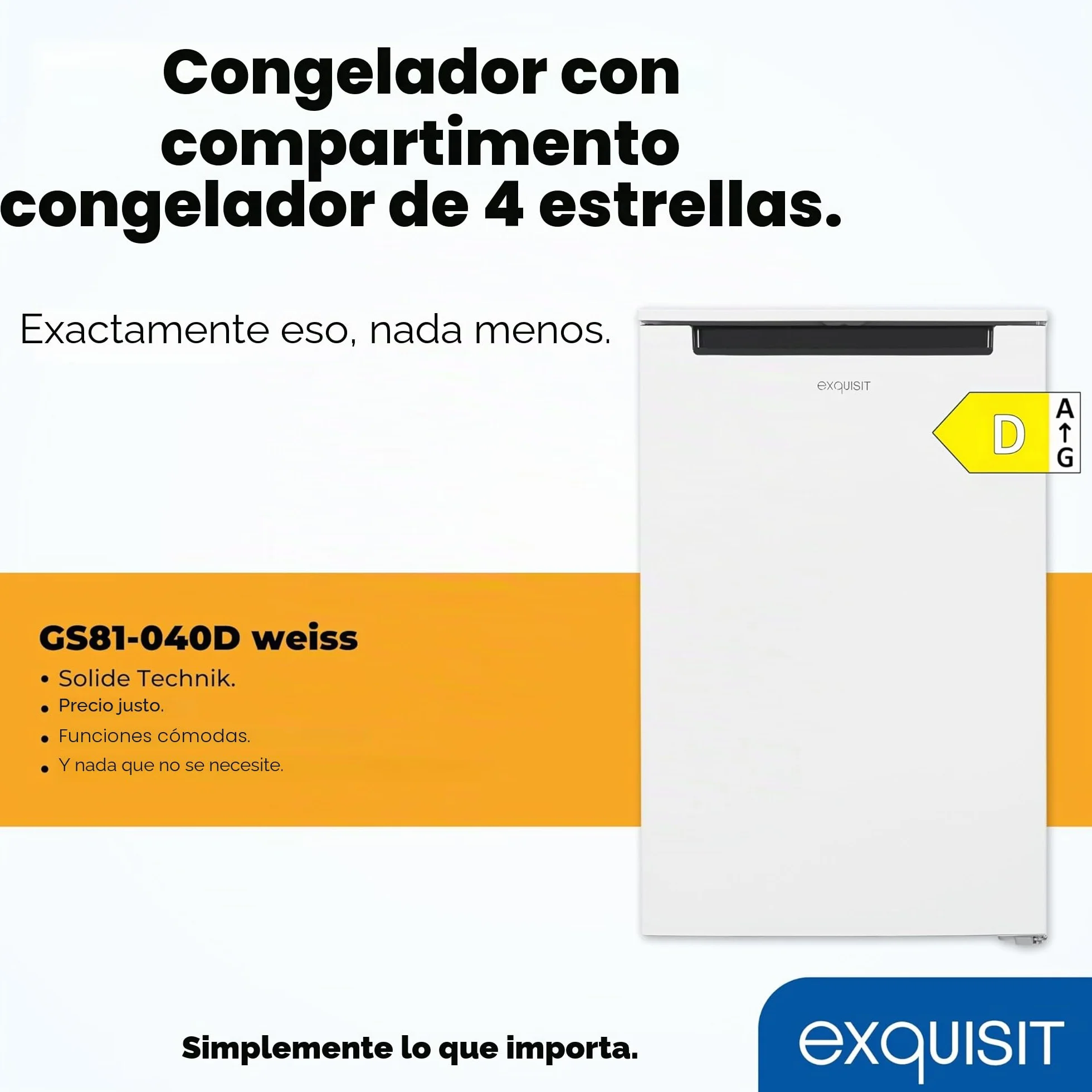 Exquisit congelador vertical 87L 4 estrellas clase D blanco 85,5x54,5x58 cm