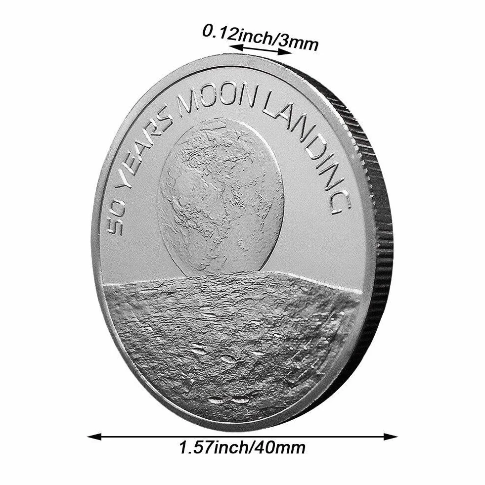 Moneda Conmemorativa 50 Aniversario Astronautas Lunar Aterrizaje Coleccionable