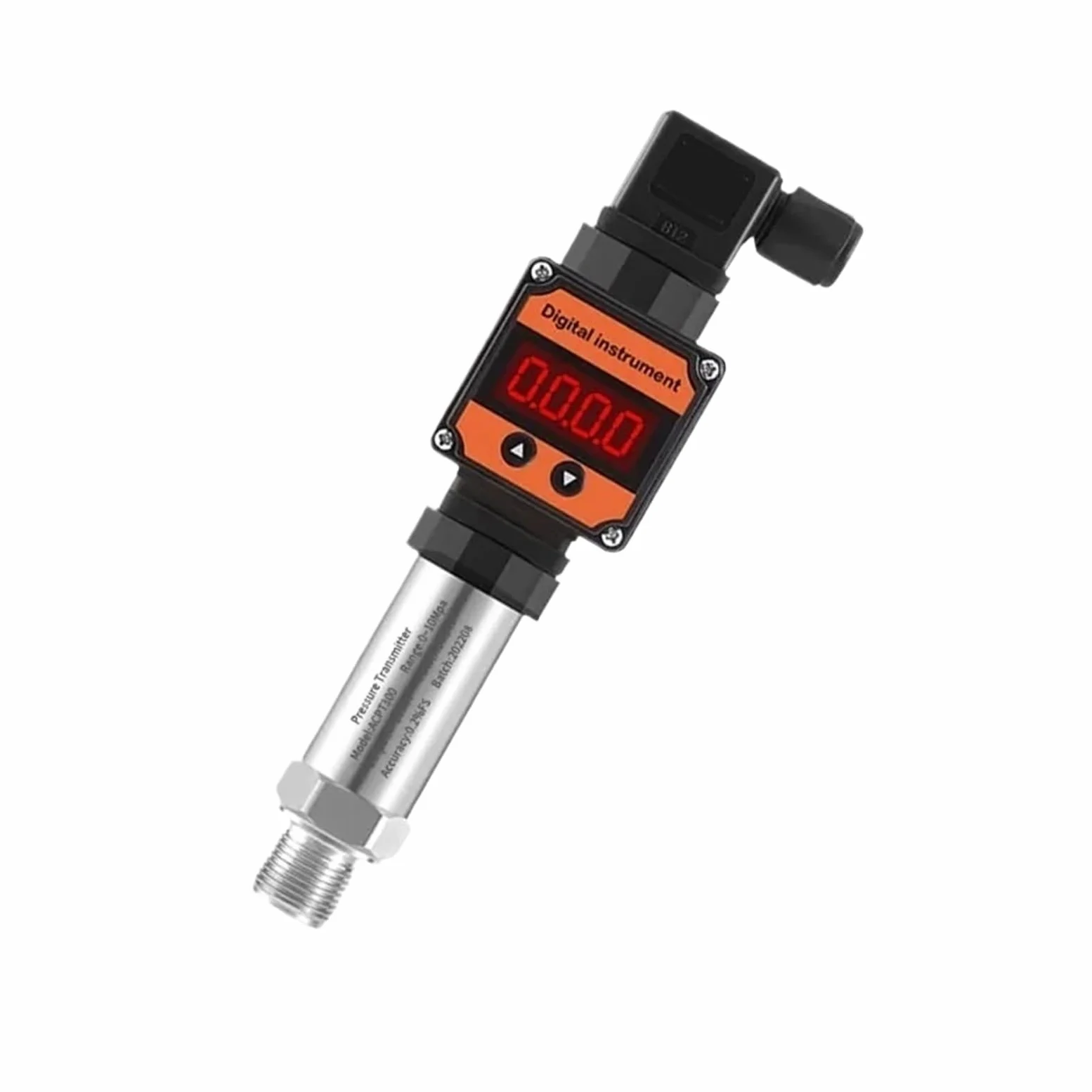Transductor de presión de aceite, agua, aire y agua de 4-20 mA con pantalla LED, transmisor de presión absoluta de silicio por difusión de 0-1000 bar(0-4Mpa)