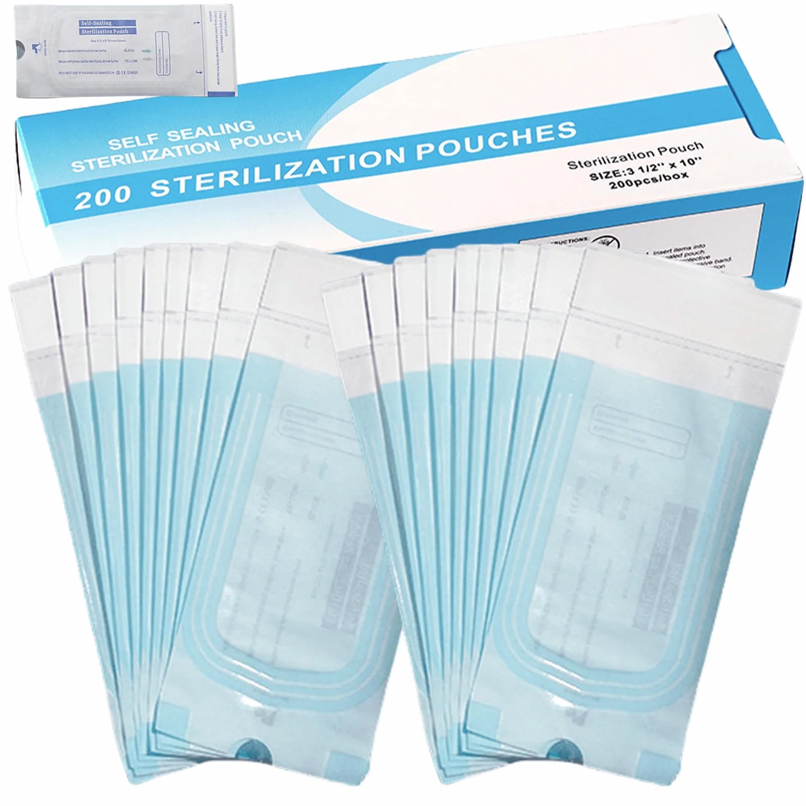 Bolsas de esterilización desechables autoadhesivas cierre autoclave 90 x 260 mm para herramientas dentales tatuajes manicura