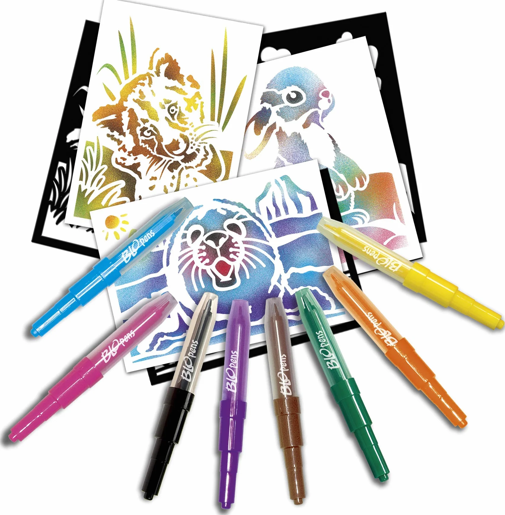 Lansay Blopens Super Centro de Actividades Mágicas Taller de Dibujo y Coloreo Niños 5+ años 13 Rotuladores Pupitre 16 Plantillas