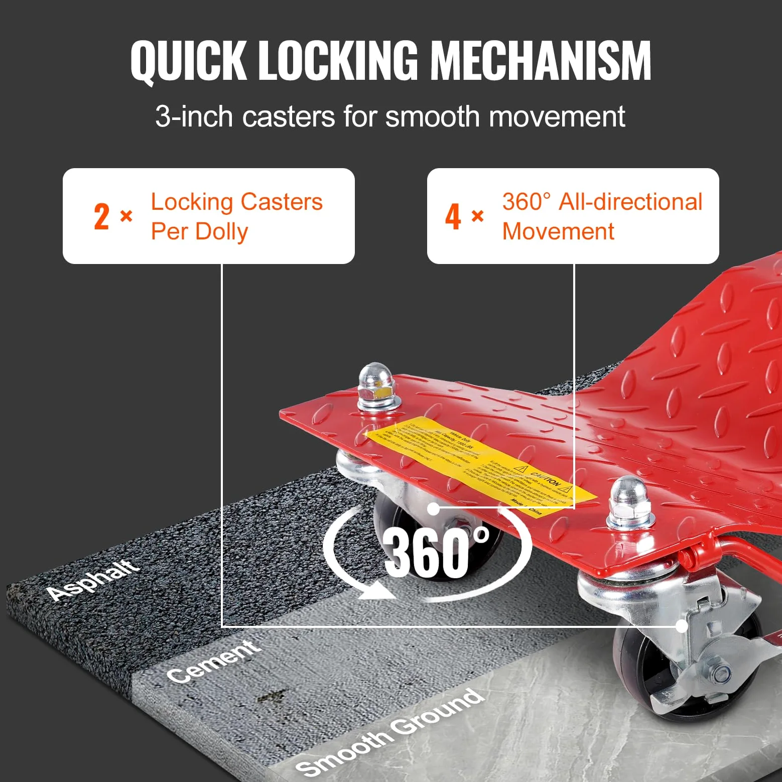 VEVOR Plataforma Rodante para Ruedas 4 Piezas Carretilla con Ruedas Capacidad Total de 3,6 T Carro Resistente de Acero para Mover Automóviles, Camiones, Remolques, Motocicletas, Barcos, Rojo