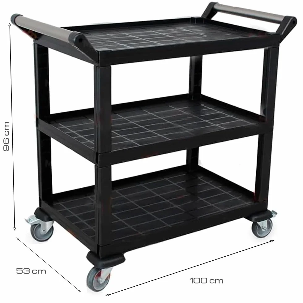 Carro de Servicio de 3 Niveles | Carrito Auxiliar con Ruedas | Carrito de Almacenamiento para Comedor y Cocina | Carro Servicio Profesional Horeca.