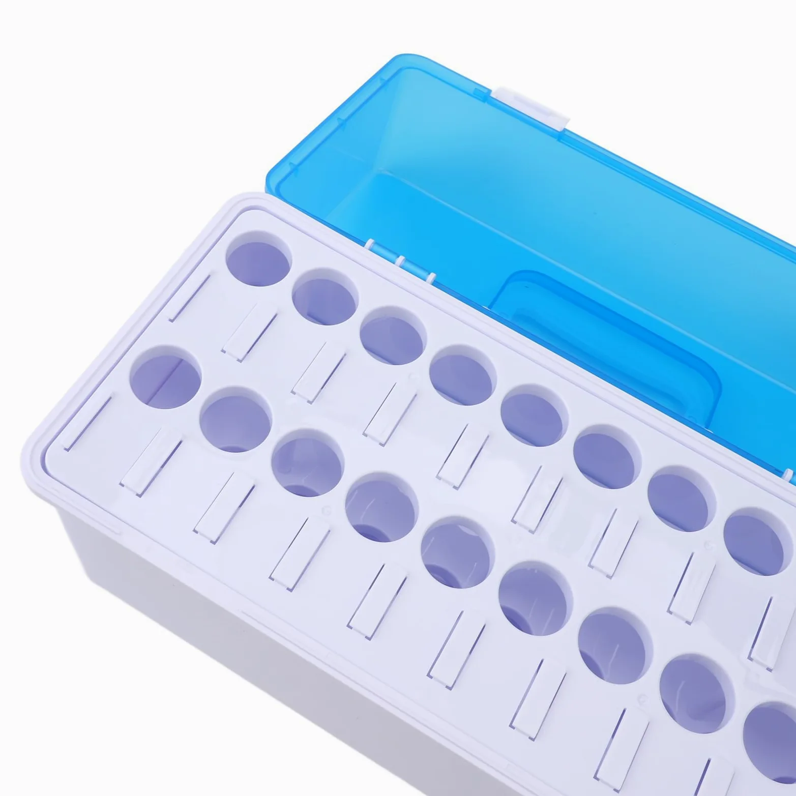 Caja de almacenamiento de tubos de ensayo con asa portátil, tapa a prueba de polvo, capacidad para 20 soportes para tubos de ensayo, para laboratorios de investigación científica,