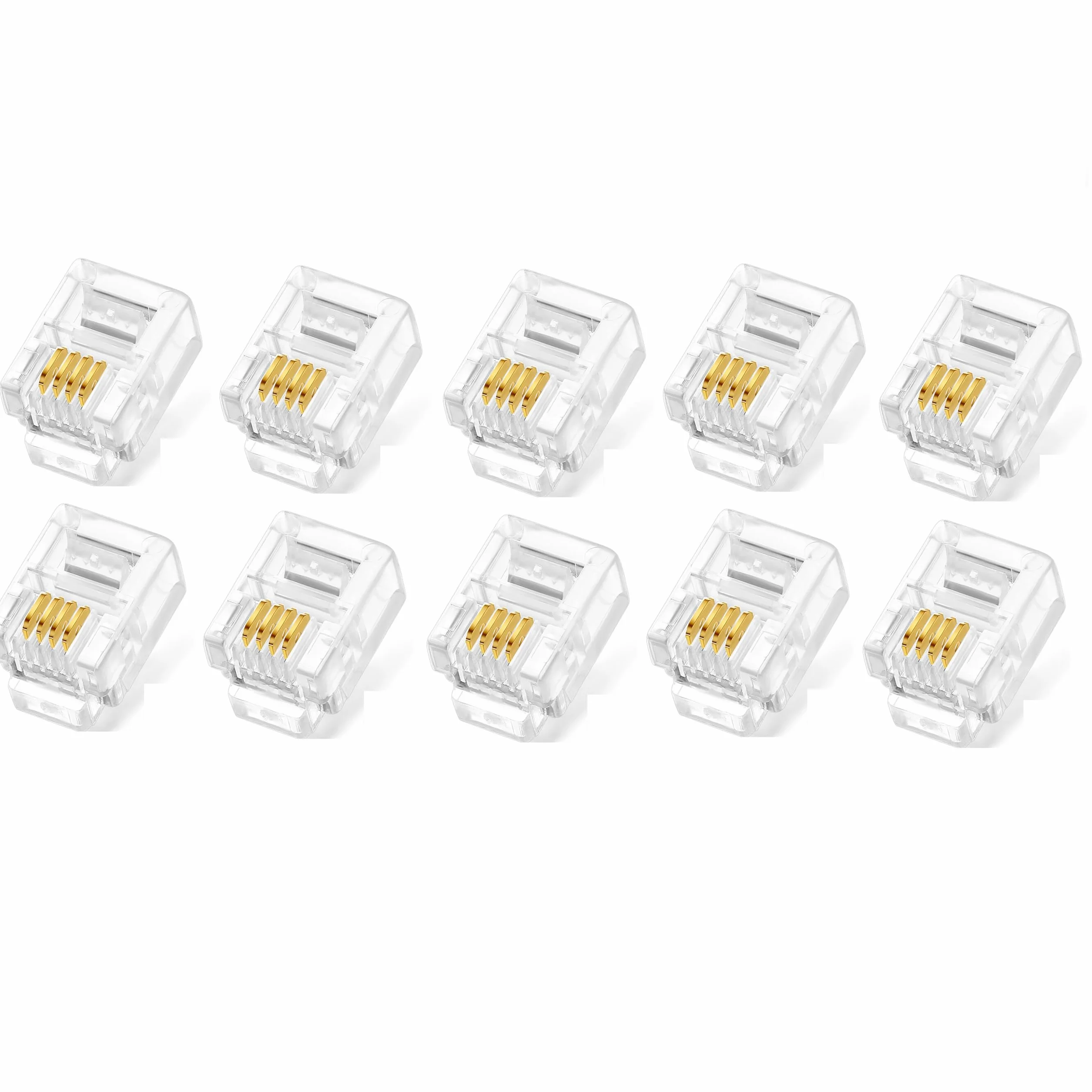 TECHZOCO Conector RJ10 Modular 4P4C Adaptador Teléfono AWG26 10 Unidades