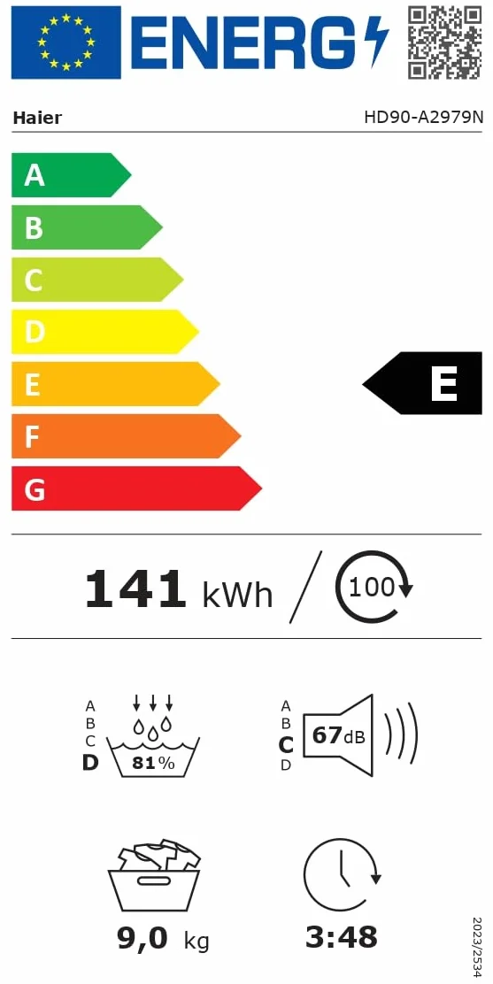 Haier I-Pro Series 7 Secadora con Bomba de Calor 9KG Función Vapor I-Refresh Motor Inverter 14 Programas