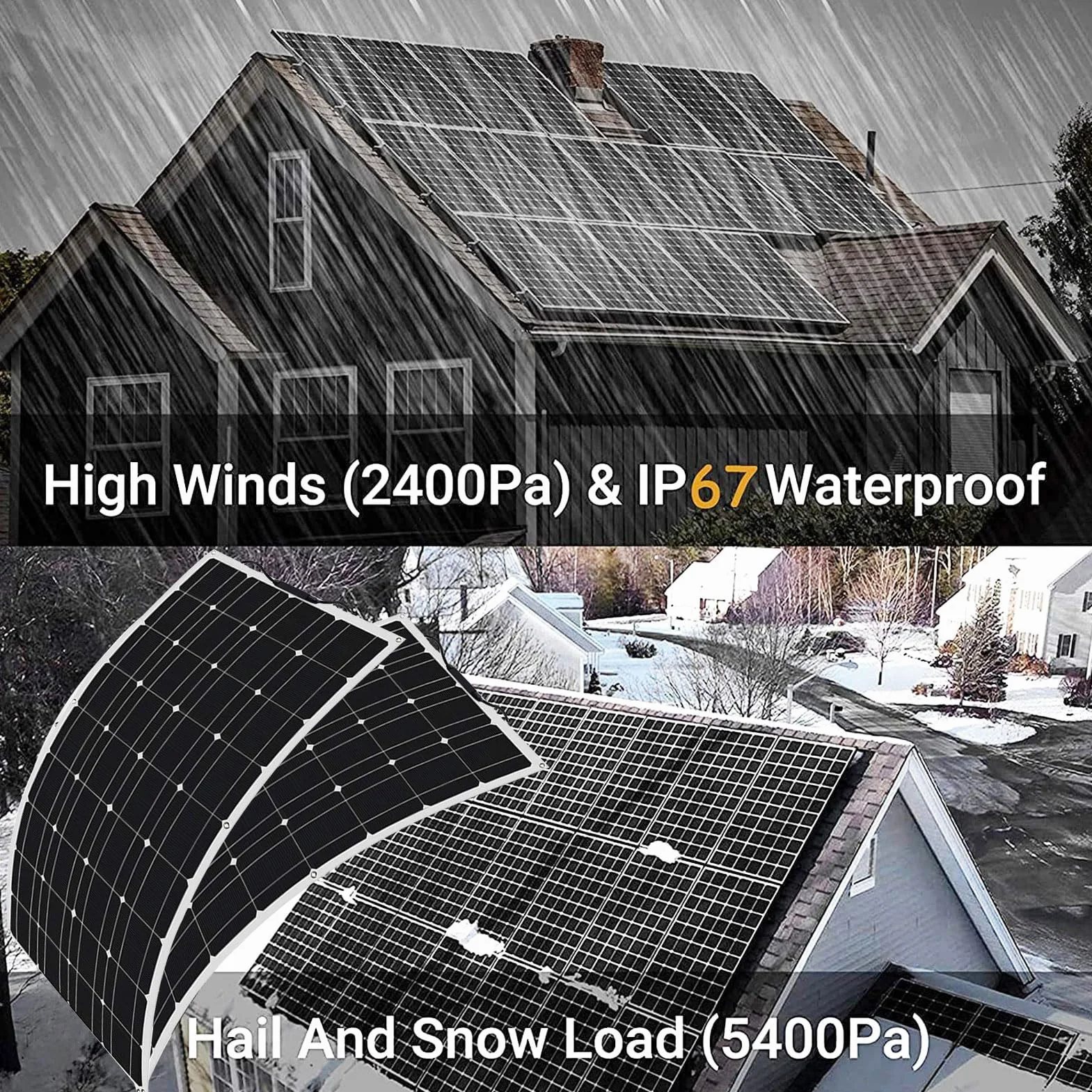 Cargador de Salida de la Red de Paneles Solares Flexibles Monocristalinos Flexibles de 800W 2 * 400W 24V / 12V, con Controlador Solar 40A, Adecuado para la Superficie de Lasgonetas de Cabina Rv